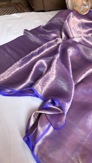 Royal purple tissue silk brocade kadhwa saree