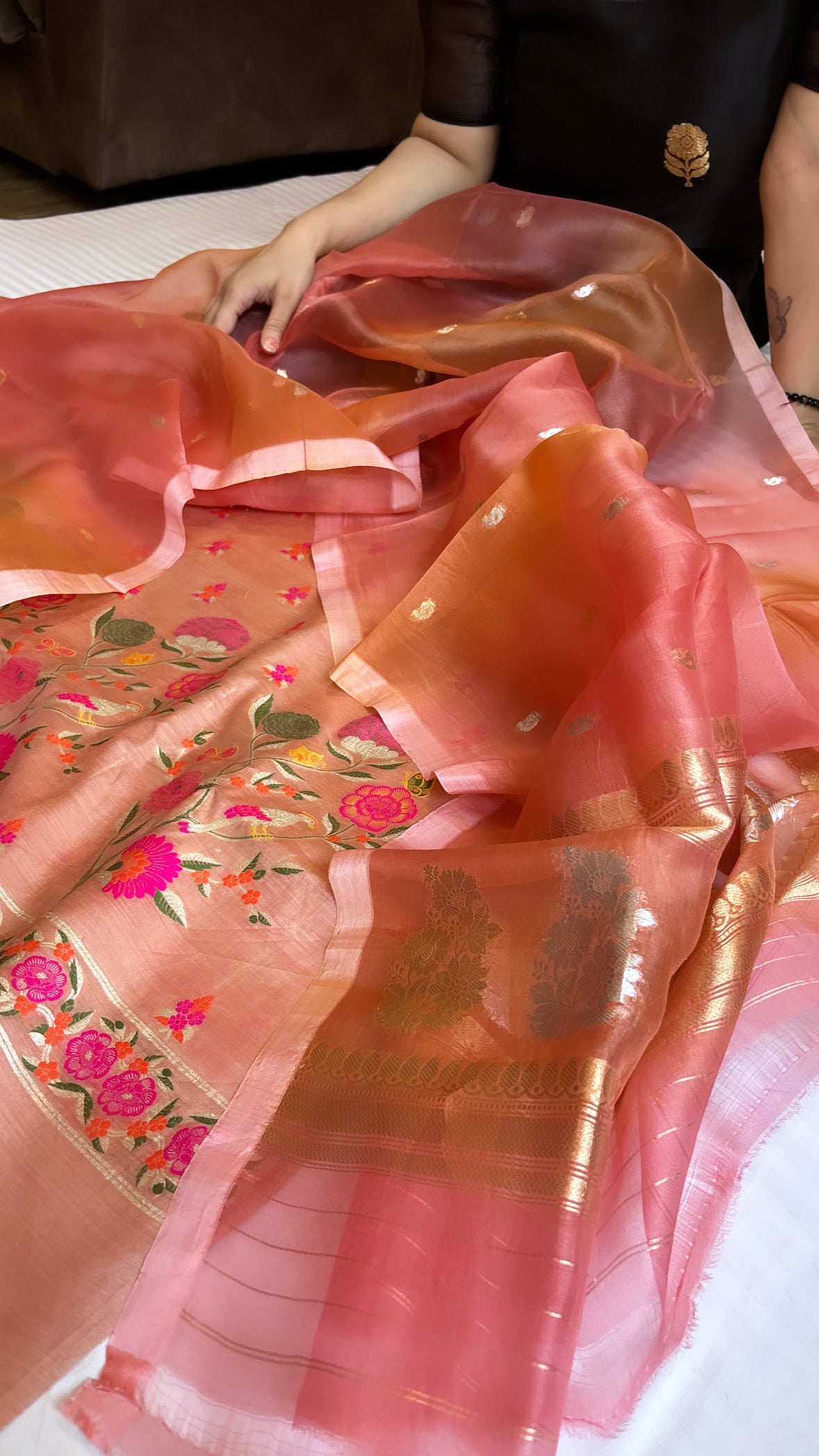 Menka moonga silk meenedar suit set