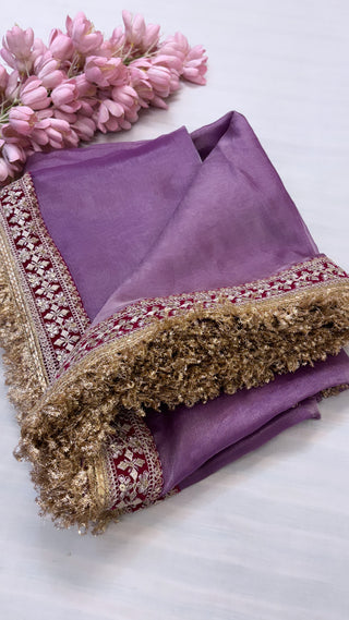 Noor bright lilac tissue silk saree