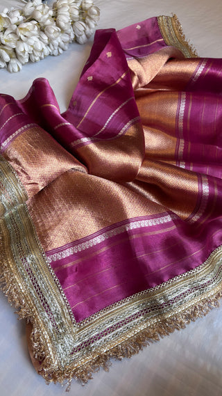 Maharani magenta pink tissue silk saree