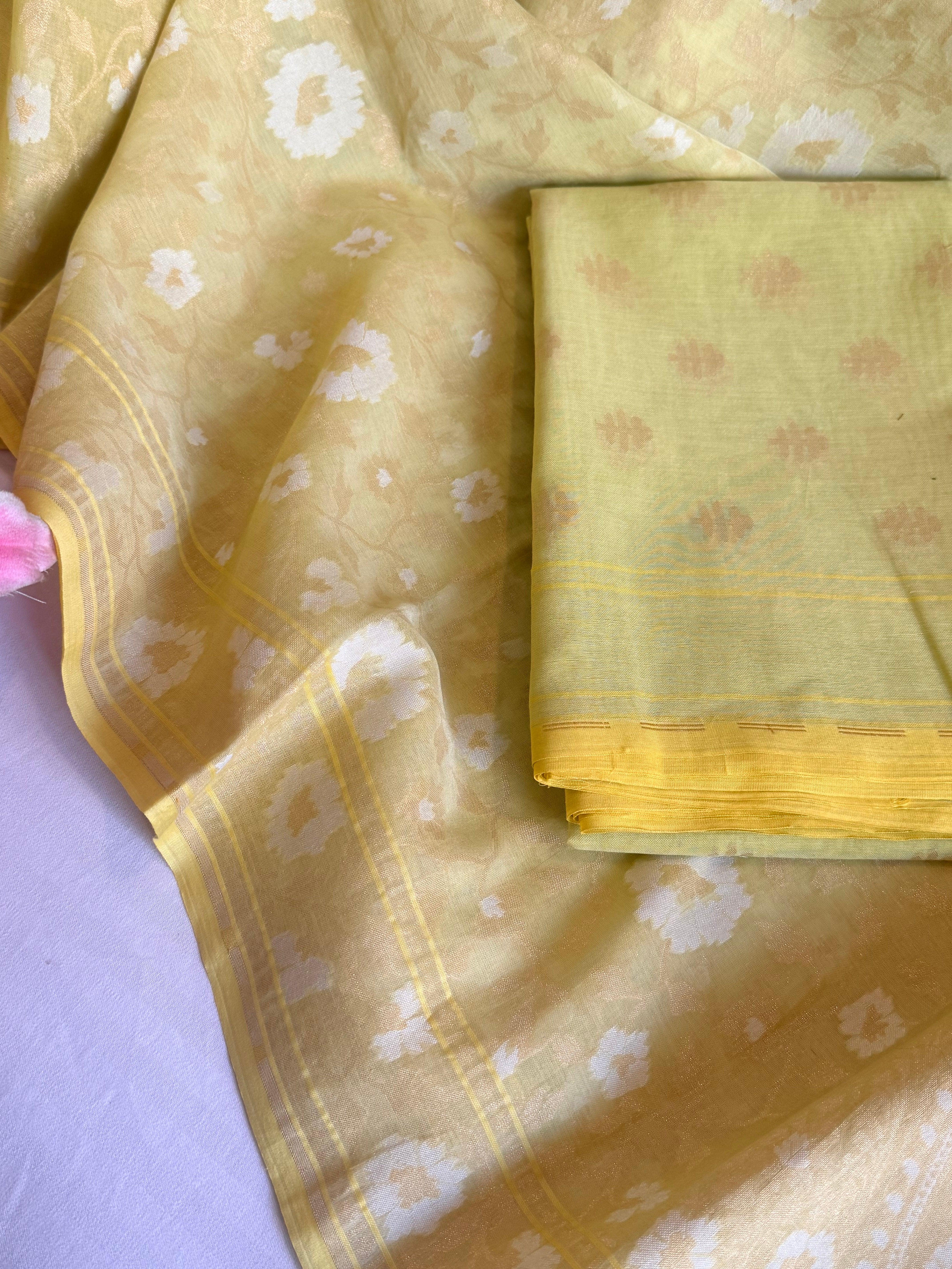Iktara jamdani kadhwa sona rupa weaving banarasi mul cotton suit set