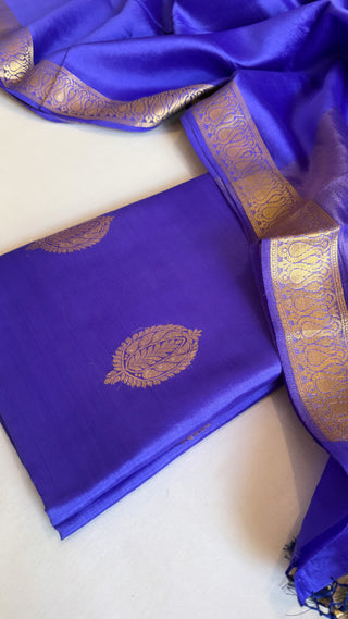 Chiniya silk royal blue kadhwa buti suit set