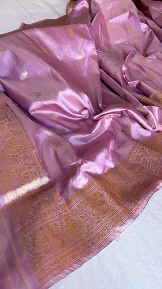 Banarasi nude pink katan kadhwa silk suit set