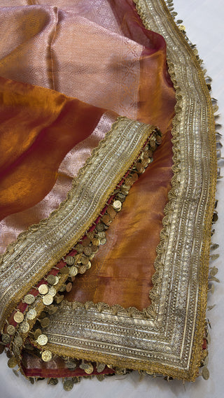 Maharani kanjivaram orange tissue silk saree
