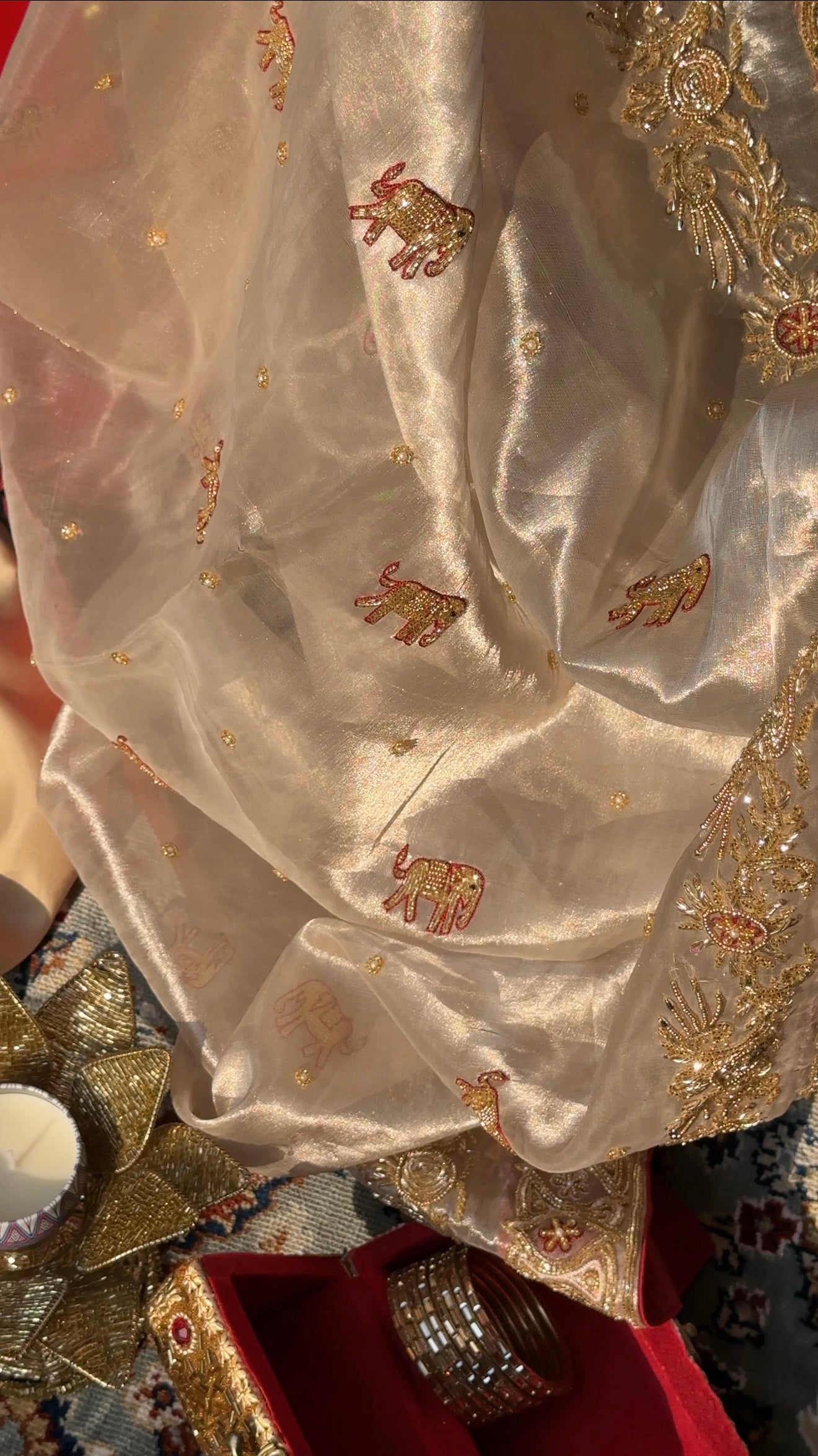 Chamkeeli edit diamond tissue silk hand embroidered kadhwa saree