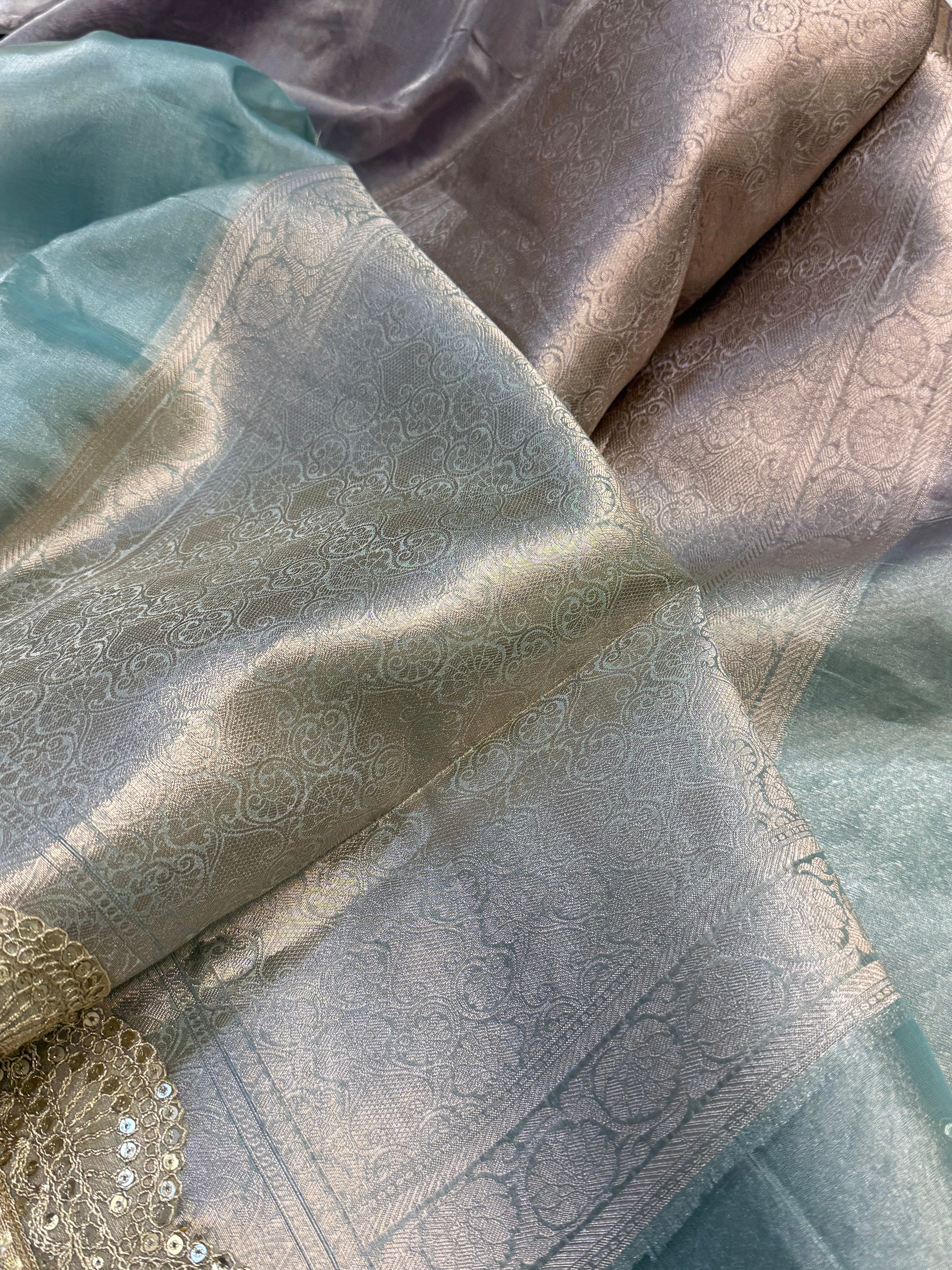 Maharani rang birangi tissue silk shaded multicoloured kadhwa saree