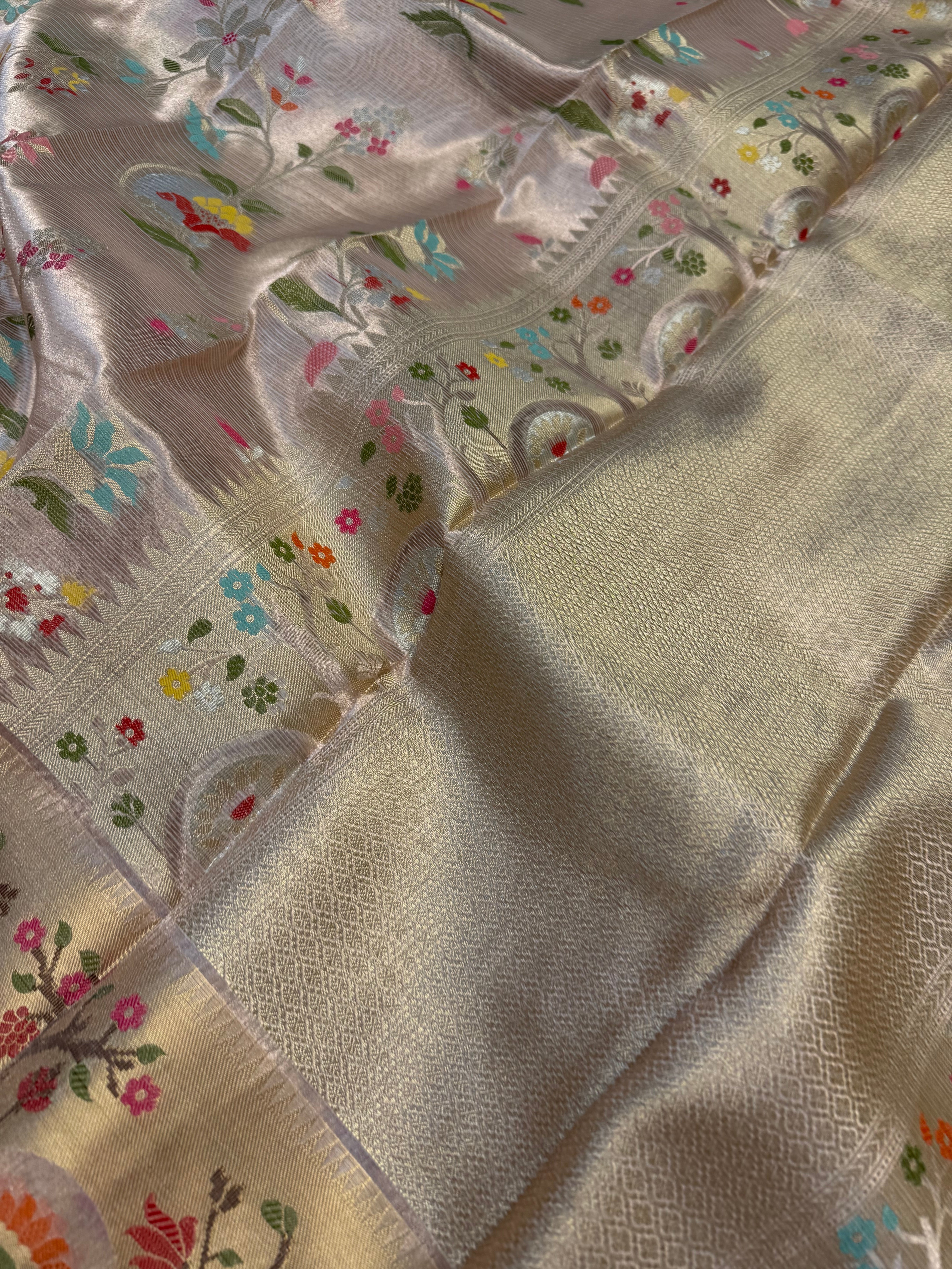 Kanjivaram tissue paithani border kadhwa border saree