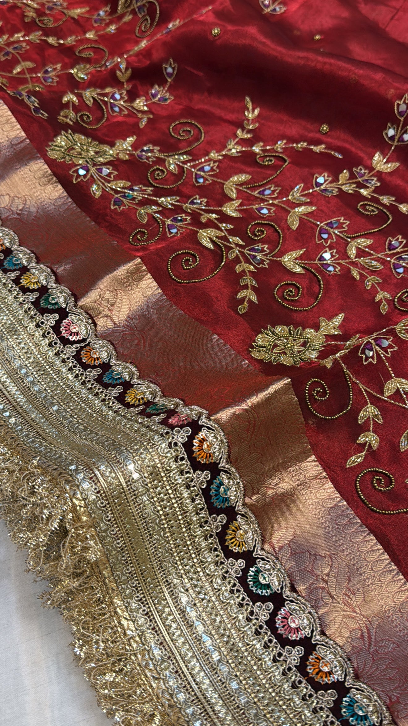 Dulhan ki maa wali sarees - Husn tissue silk hand embroidered kadhwa saree