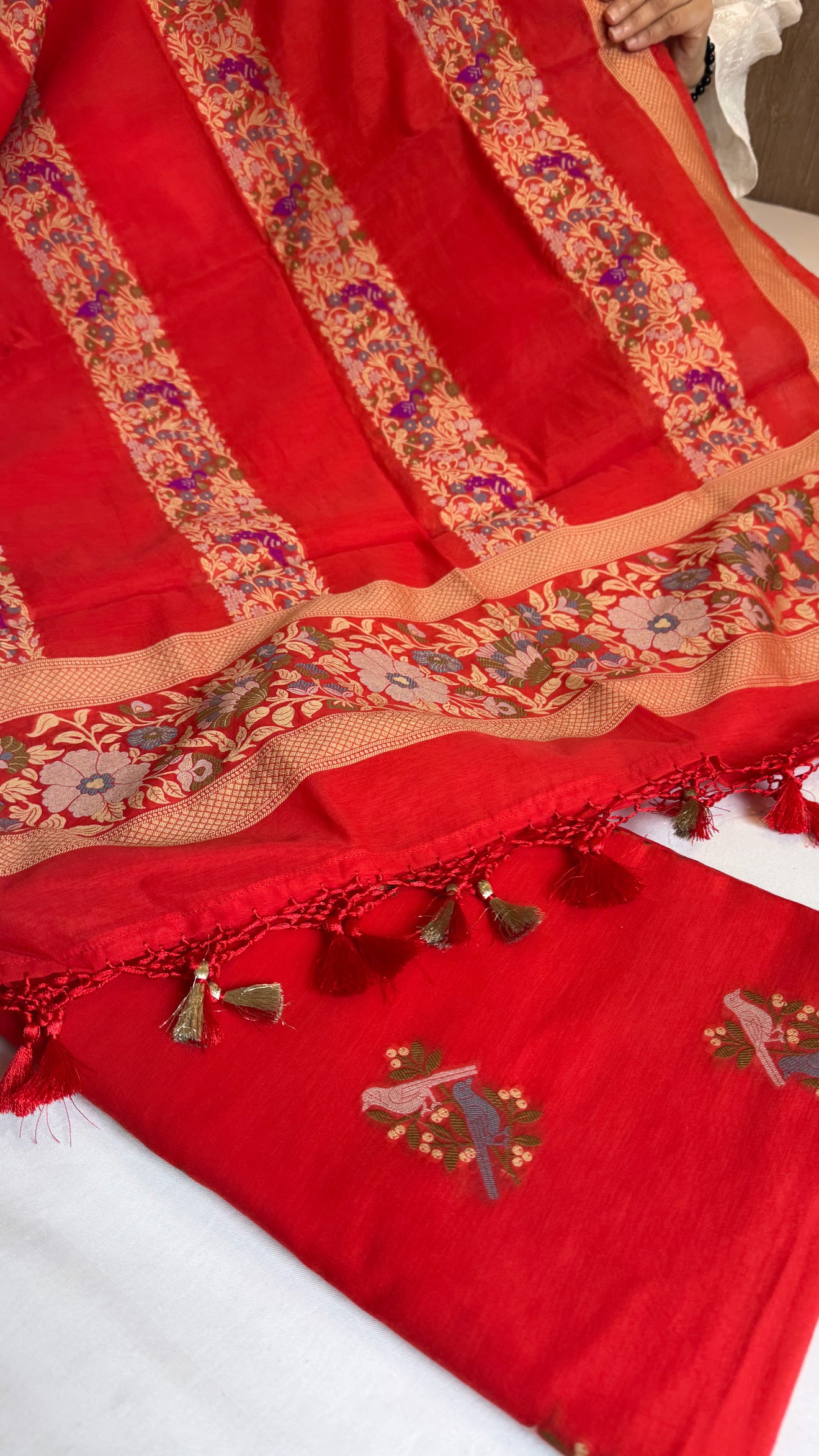 Banarasi cotton resham meenakari suit set