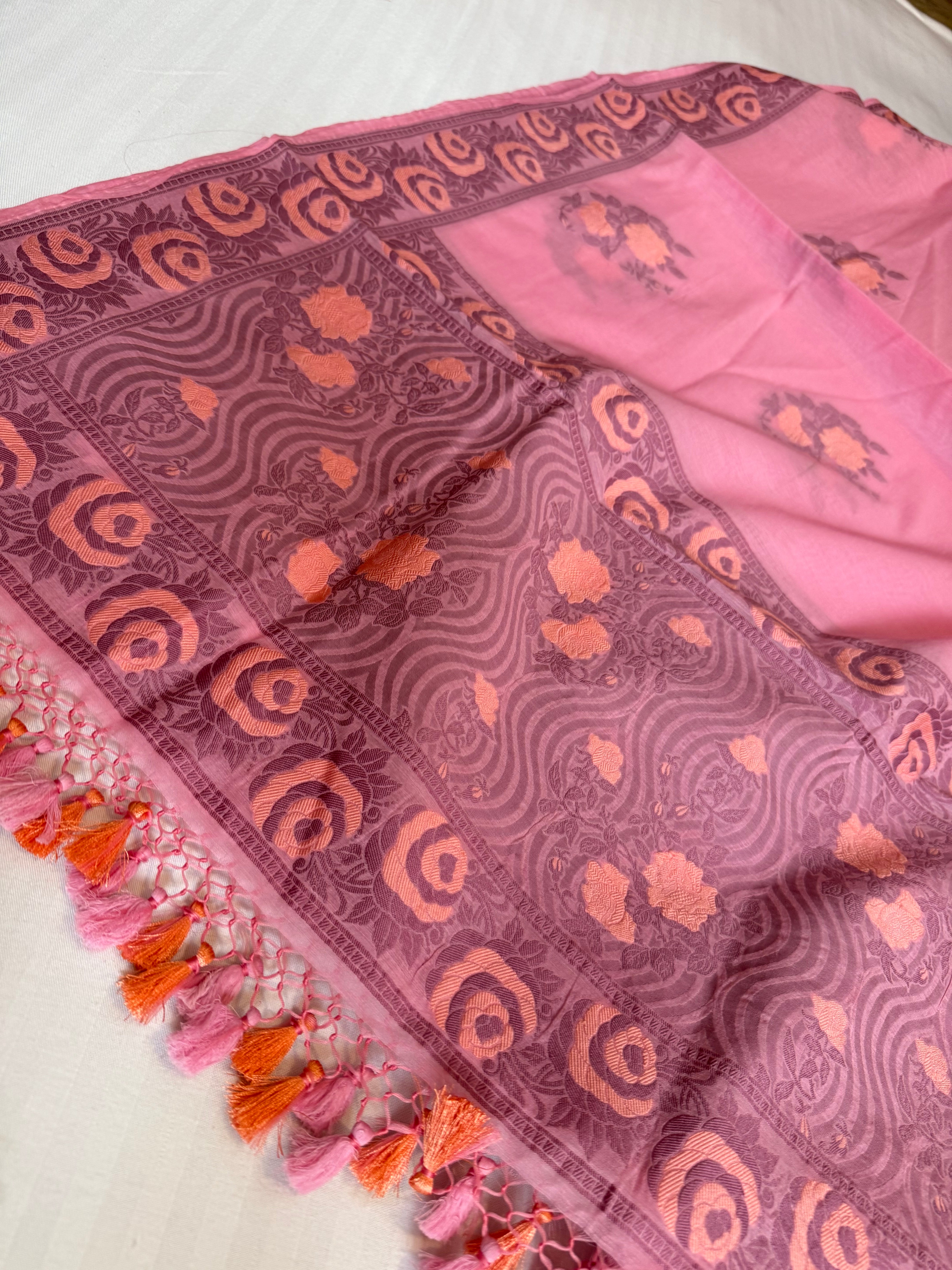 Banarasi cotton resham meenakari suit set