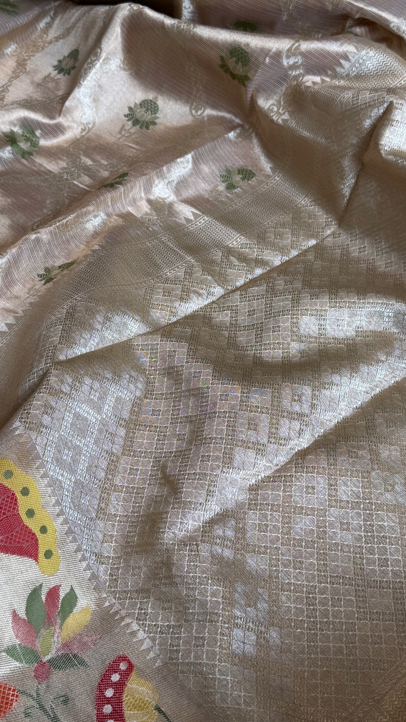 Paithani border kanjivaram gold tissue silk kadhwa meenakari saree