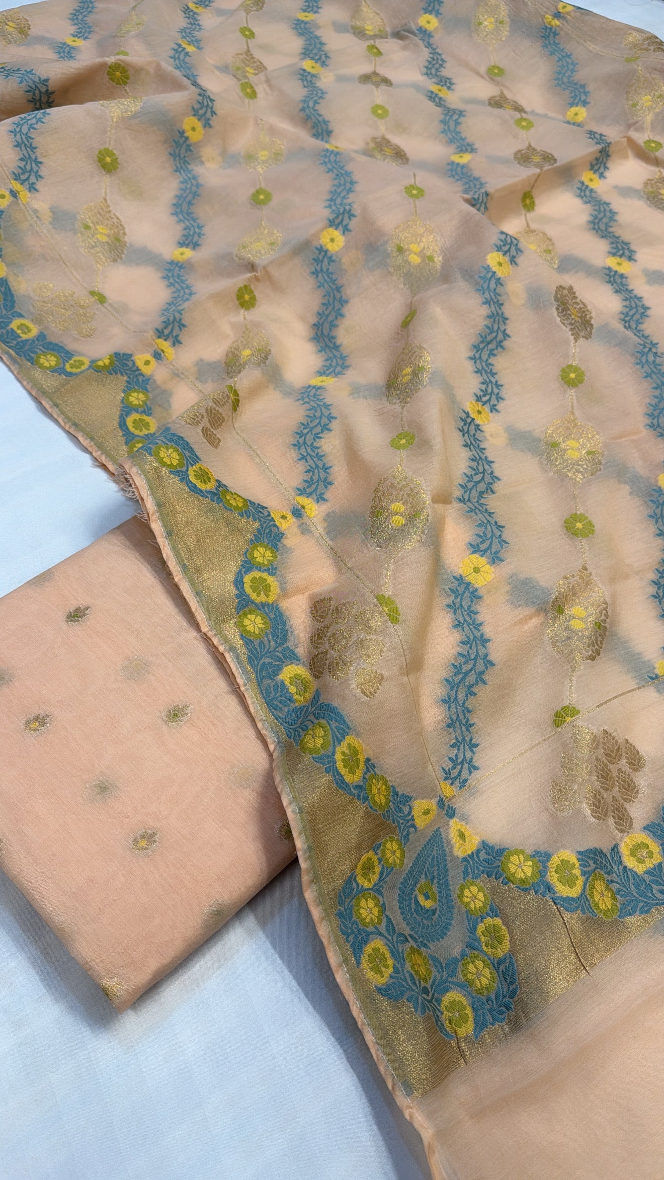 Banarasi cotton resham meenakari kadhwa suit sets