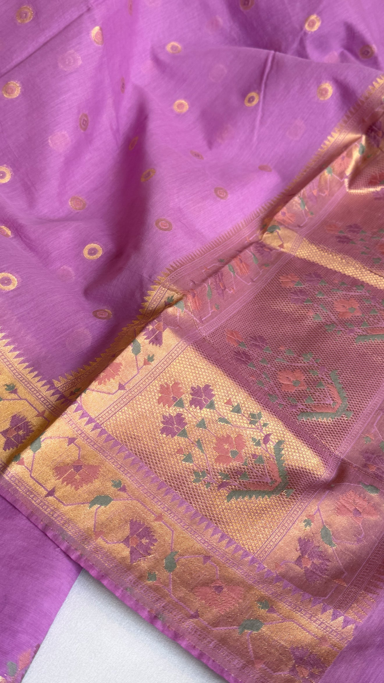 Deep lavender banarasi cotton meenakari kadhwa suit set