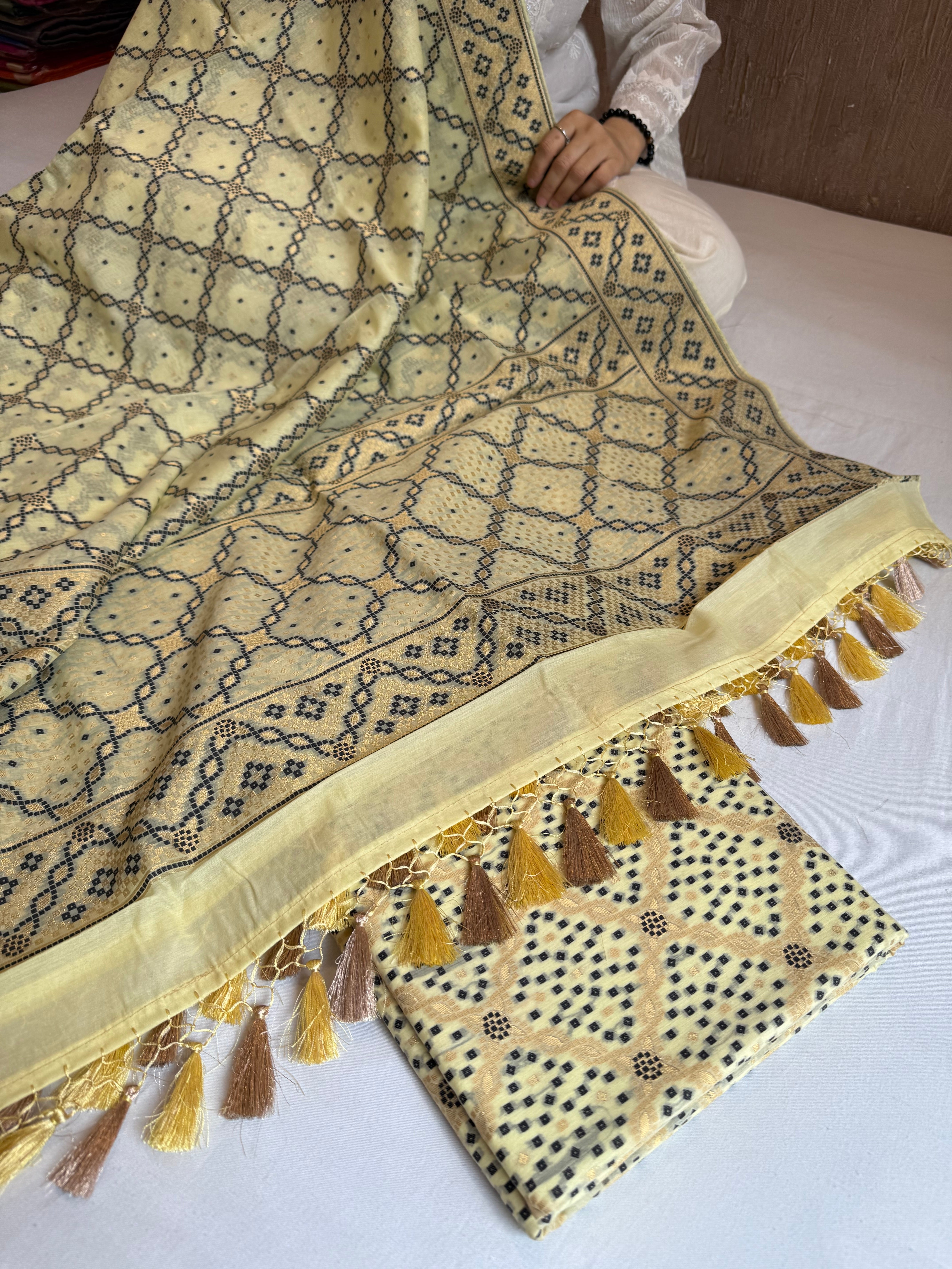 Banarasi cotton resham meenakari suit set