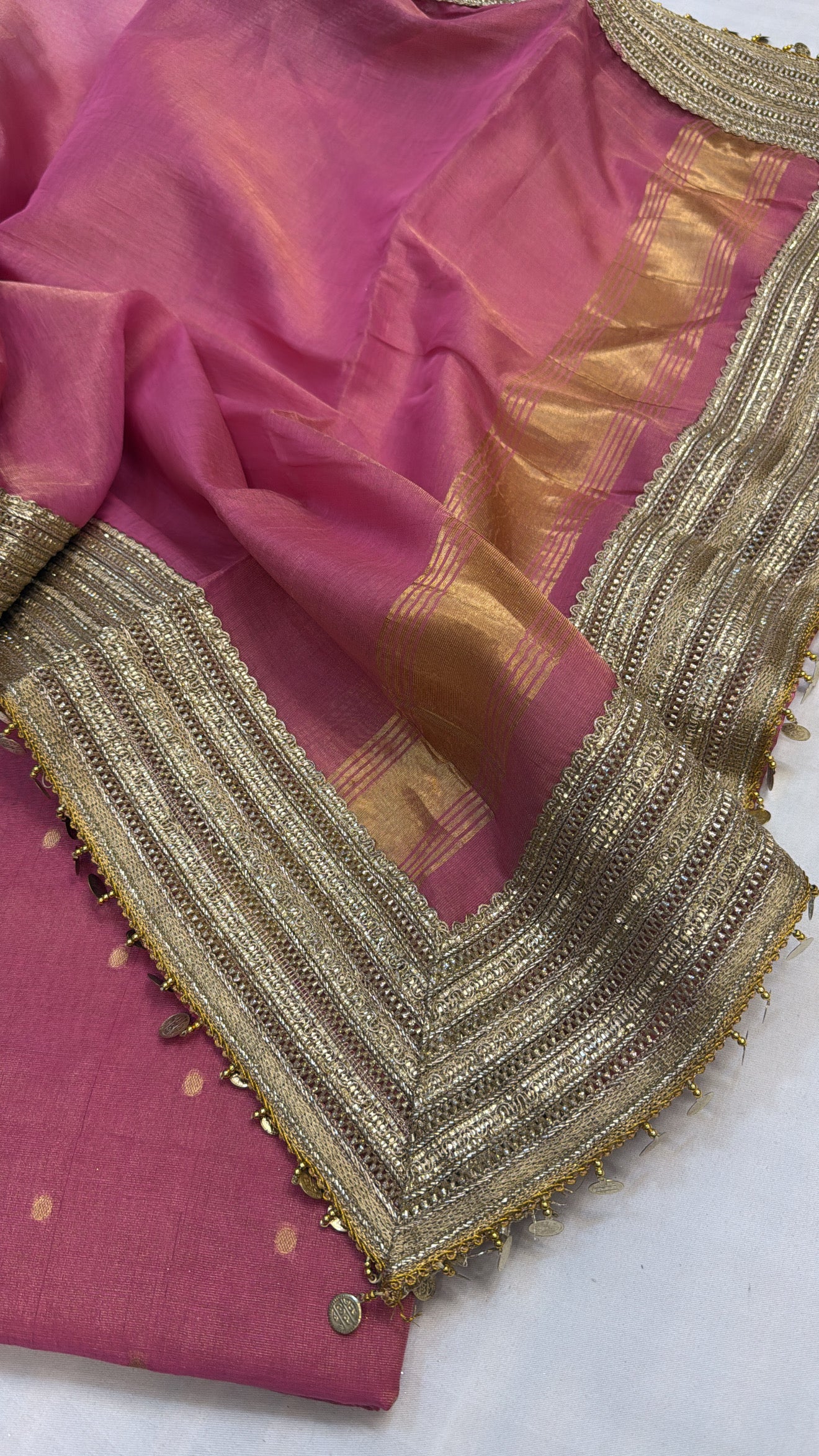 Mul cotton tissue banarasi suit set