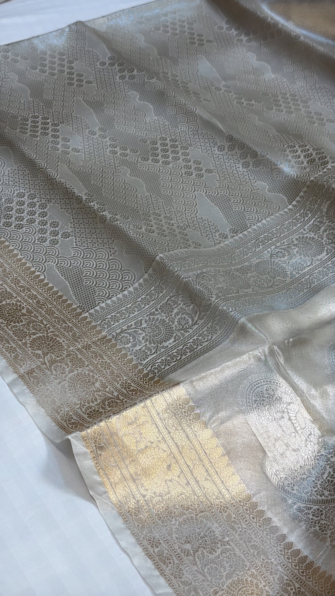 Liquid gold water zari tissue brocade kadhwa saree