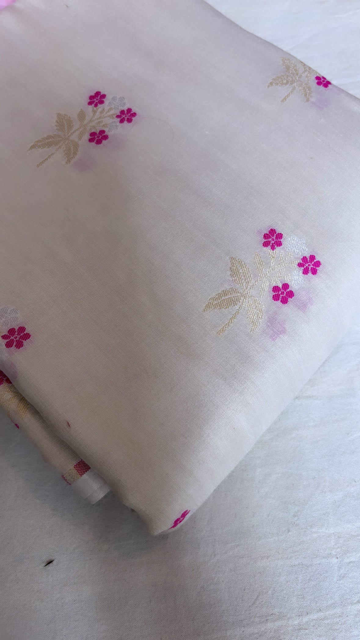 Moonga silk dyeable meenedar fabric