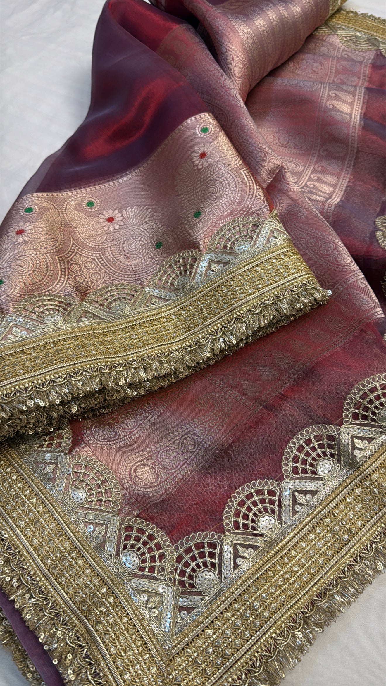 Maharani rang-birangi multicoloured shaded tissue silk kadhwa saree