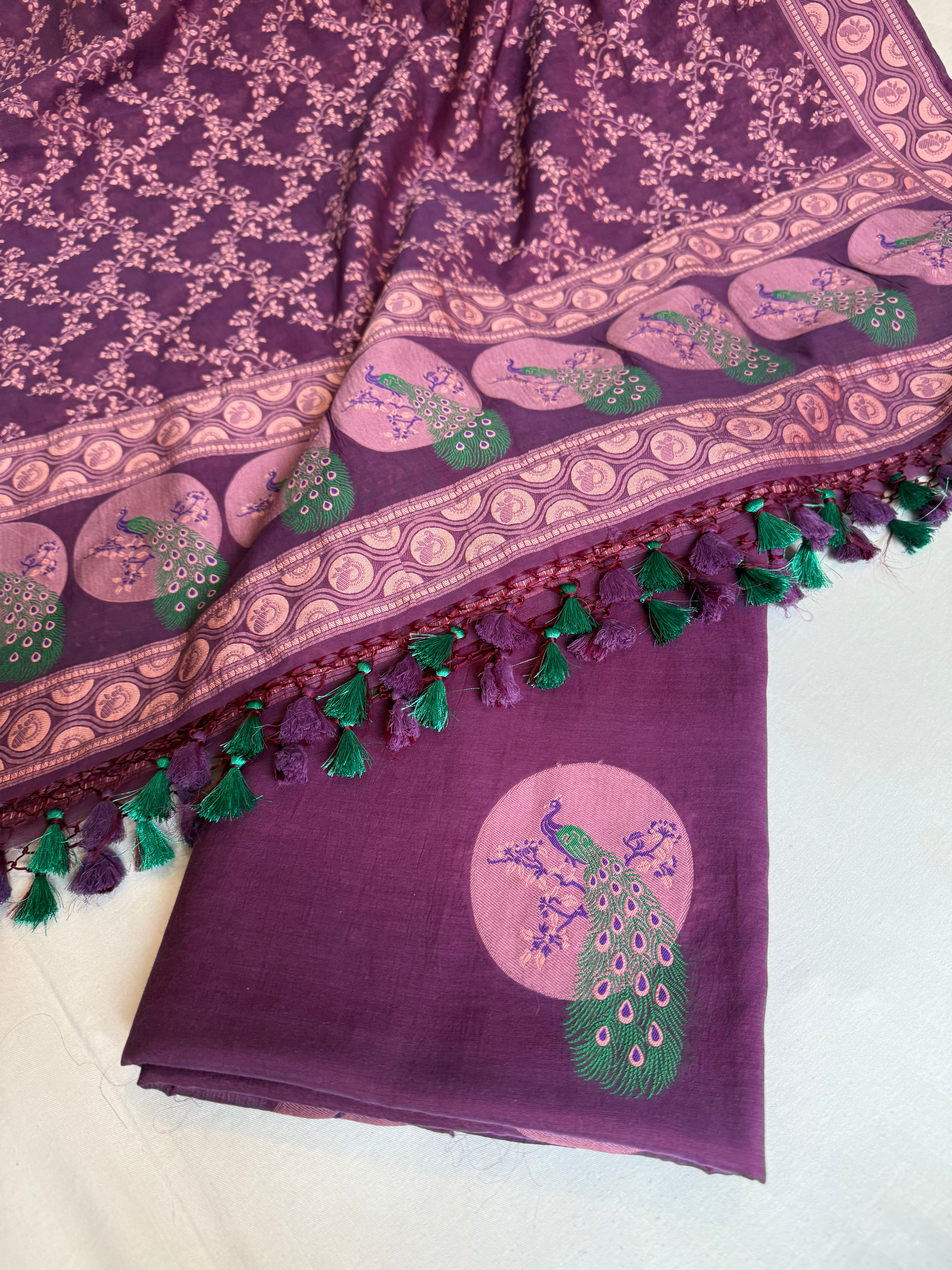 Banarasi cotton resham meenakari suit set