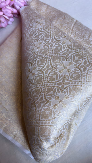 Moonga silk kadhwa dyeable brocade fabric