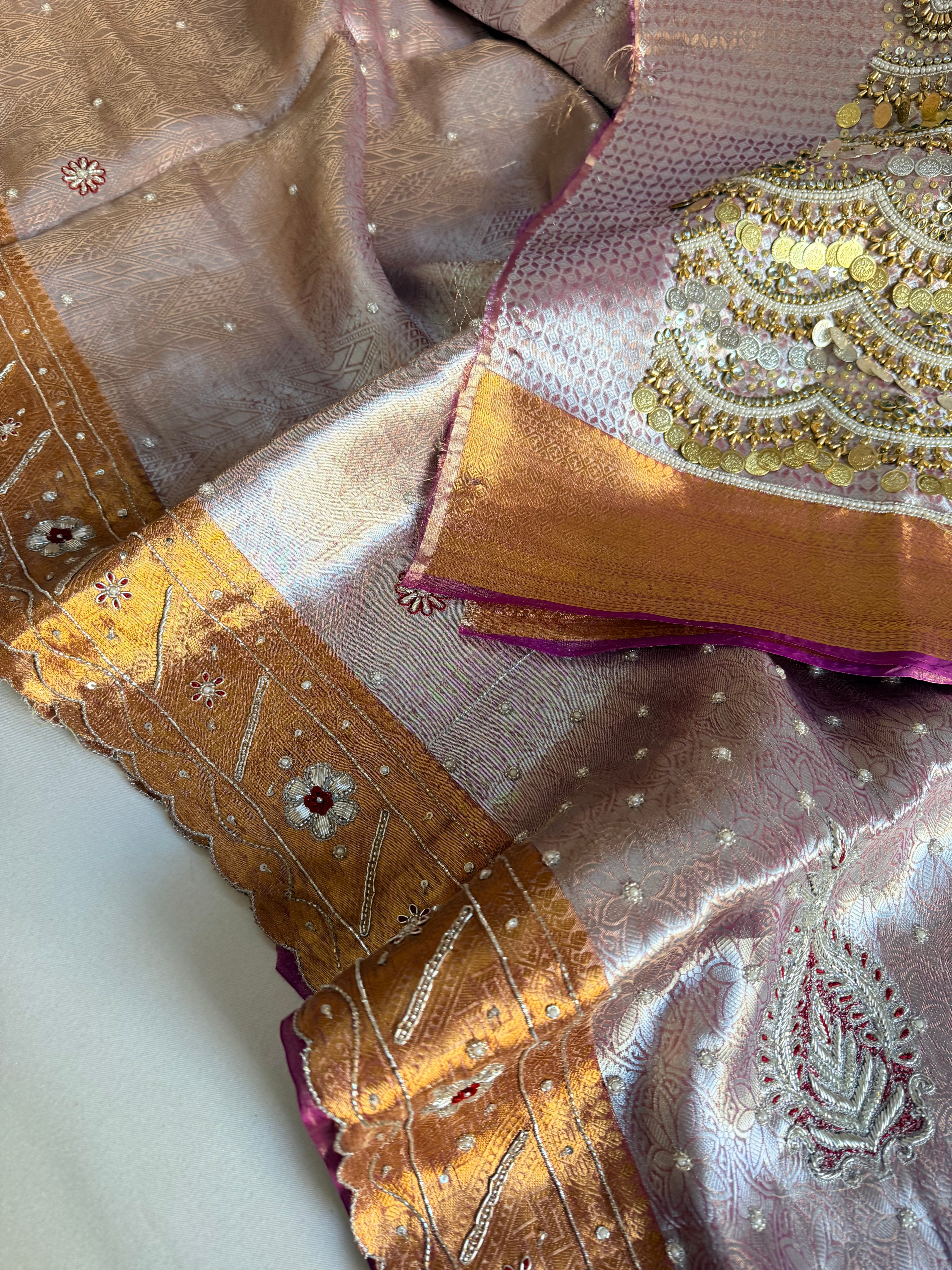 Kanjivaram brocade banarasi tissue silk sona rupa hand embroidered saree