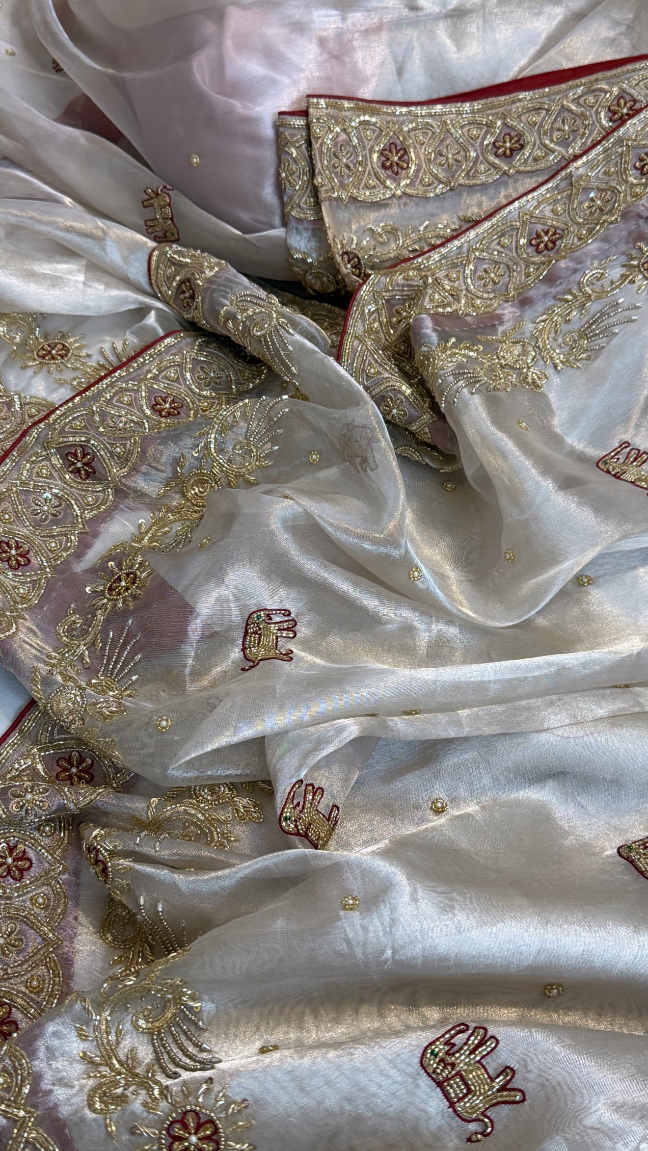 Poonam saree from vivah - Diamond tissue silk zardozi hand embroidered saree