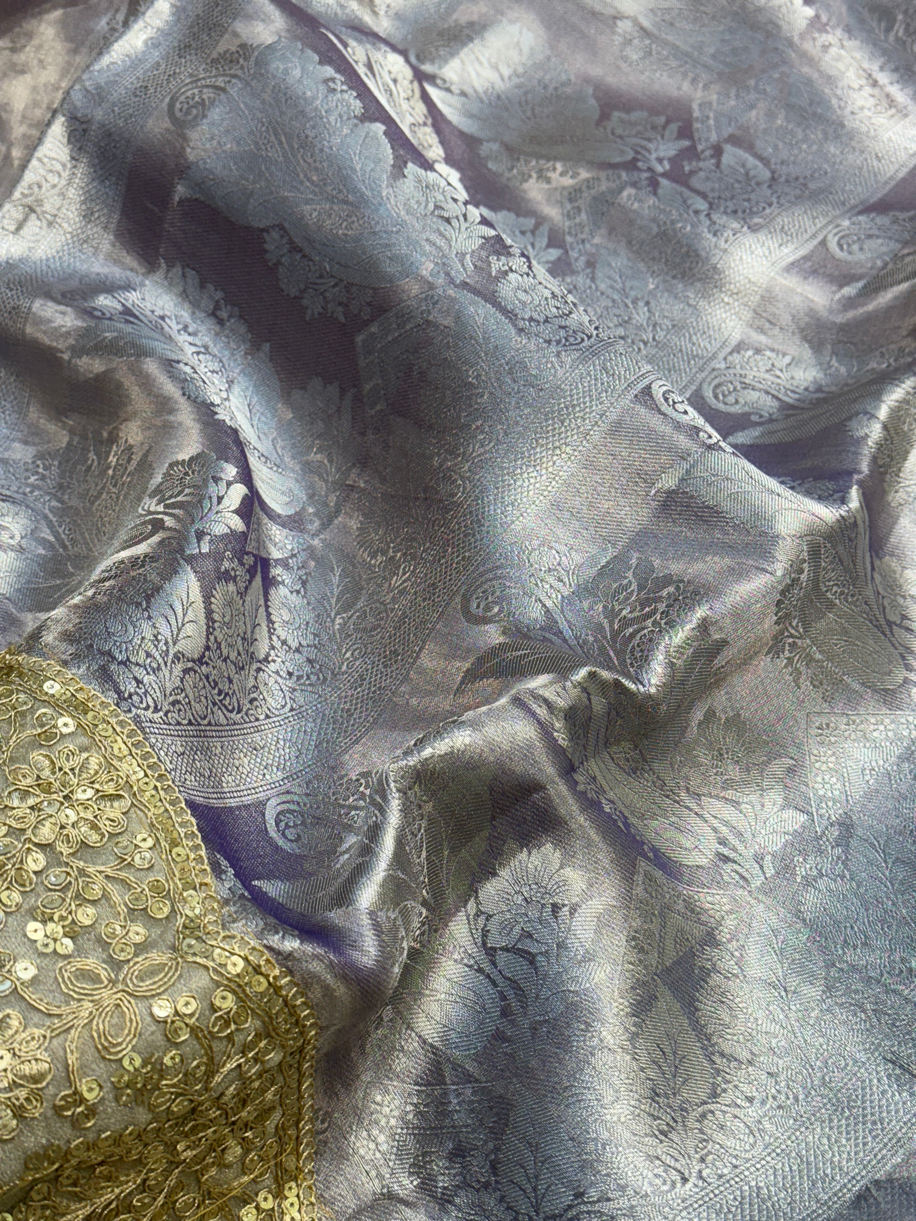 Maharani rang birangi tissue silk shaded multicoloured kadhwa saree