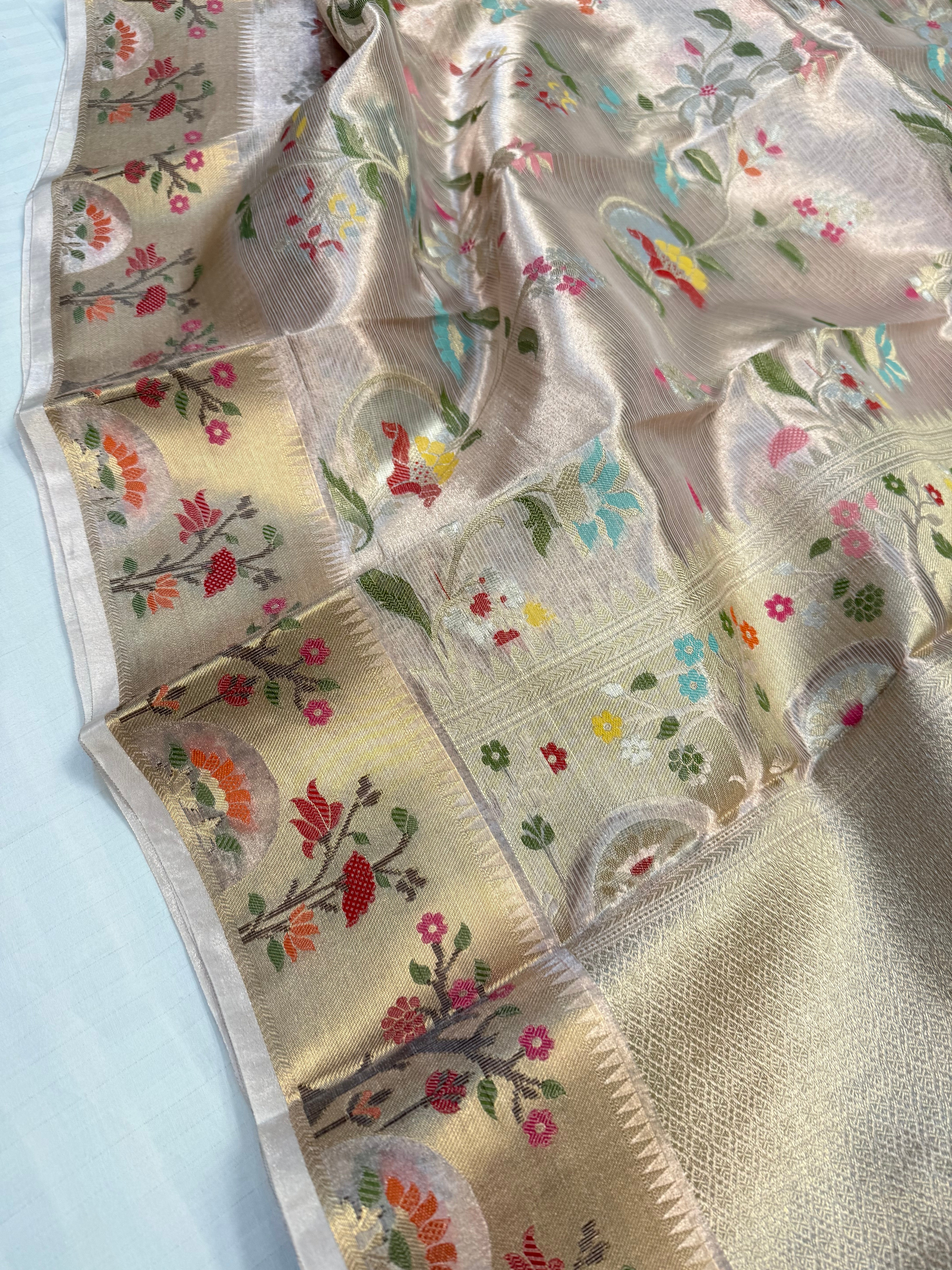 Kanjivaram tissue paithani border kadhwa border saree