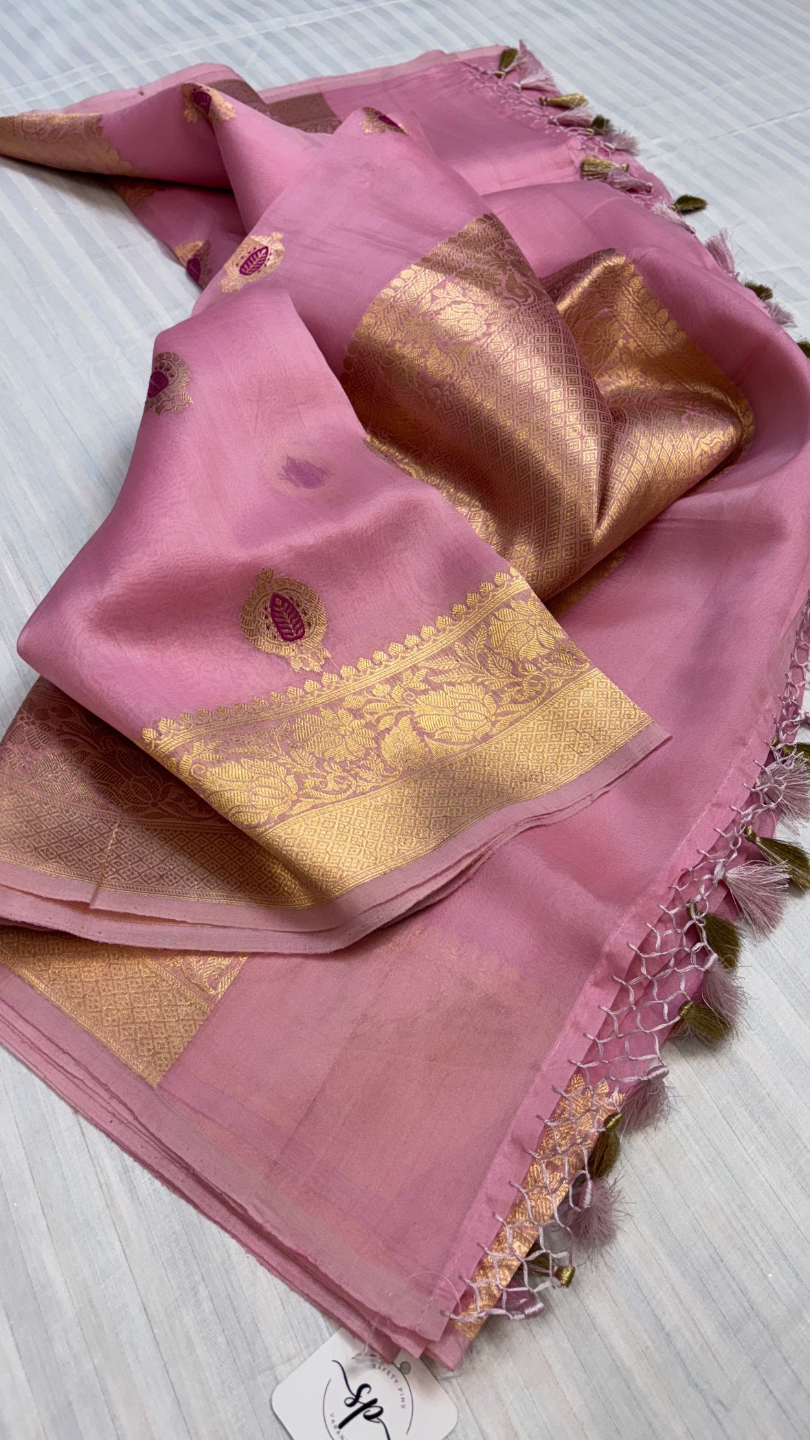 Leela blush pink kora silk saree