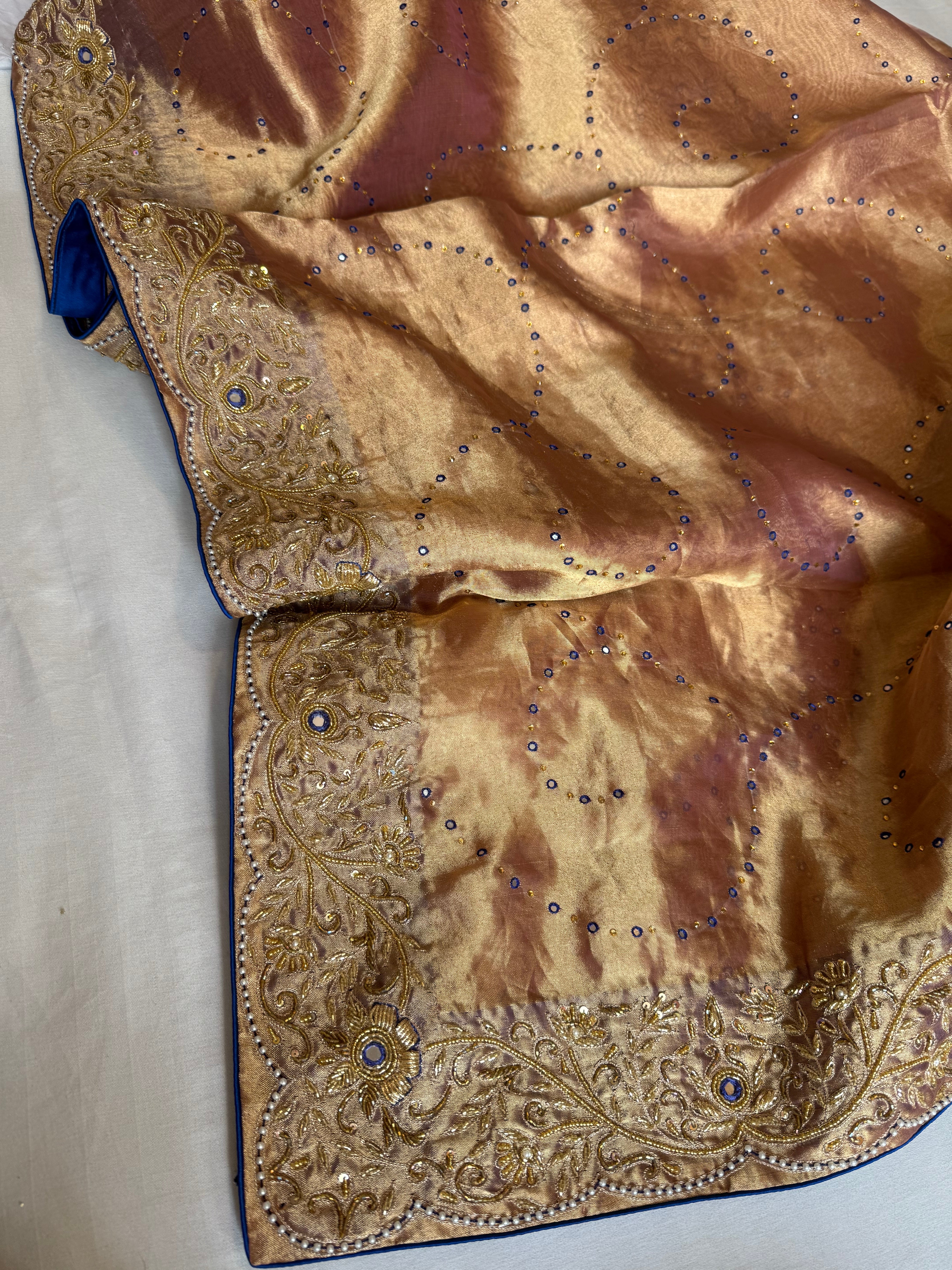 Umrao jaan inspired double diamond tissue silk zardozi work sarees