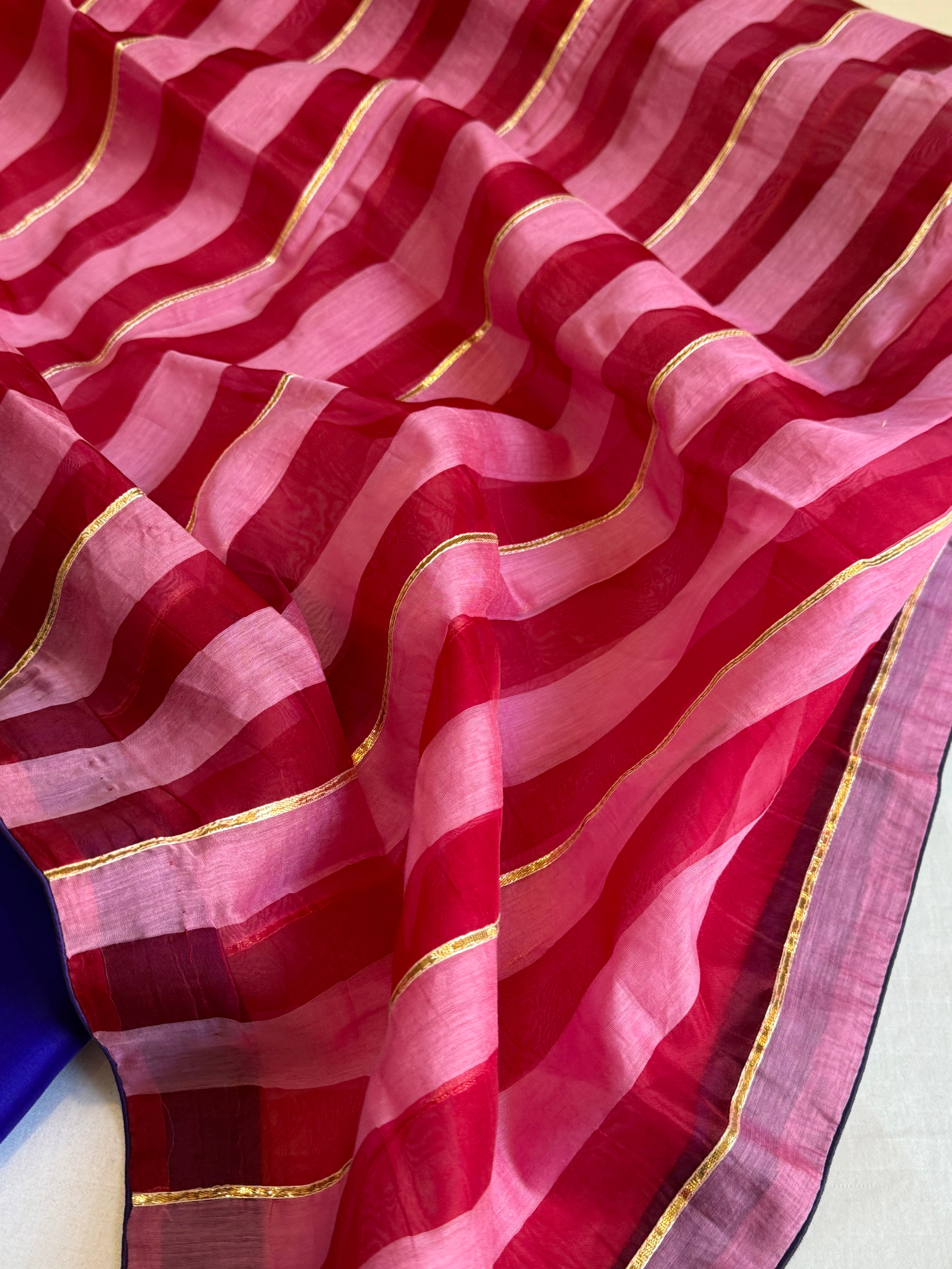 Banarasi Kora silk kadhwa striped suit set