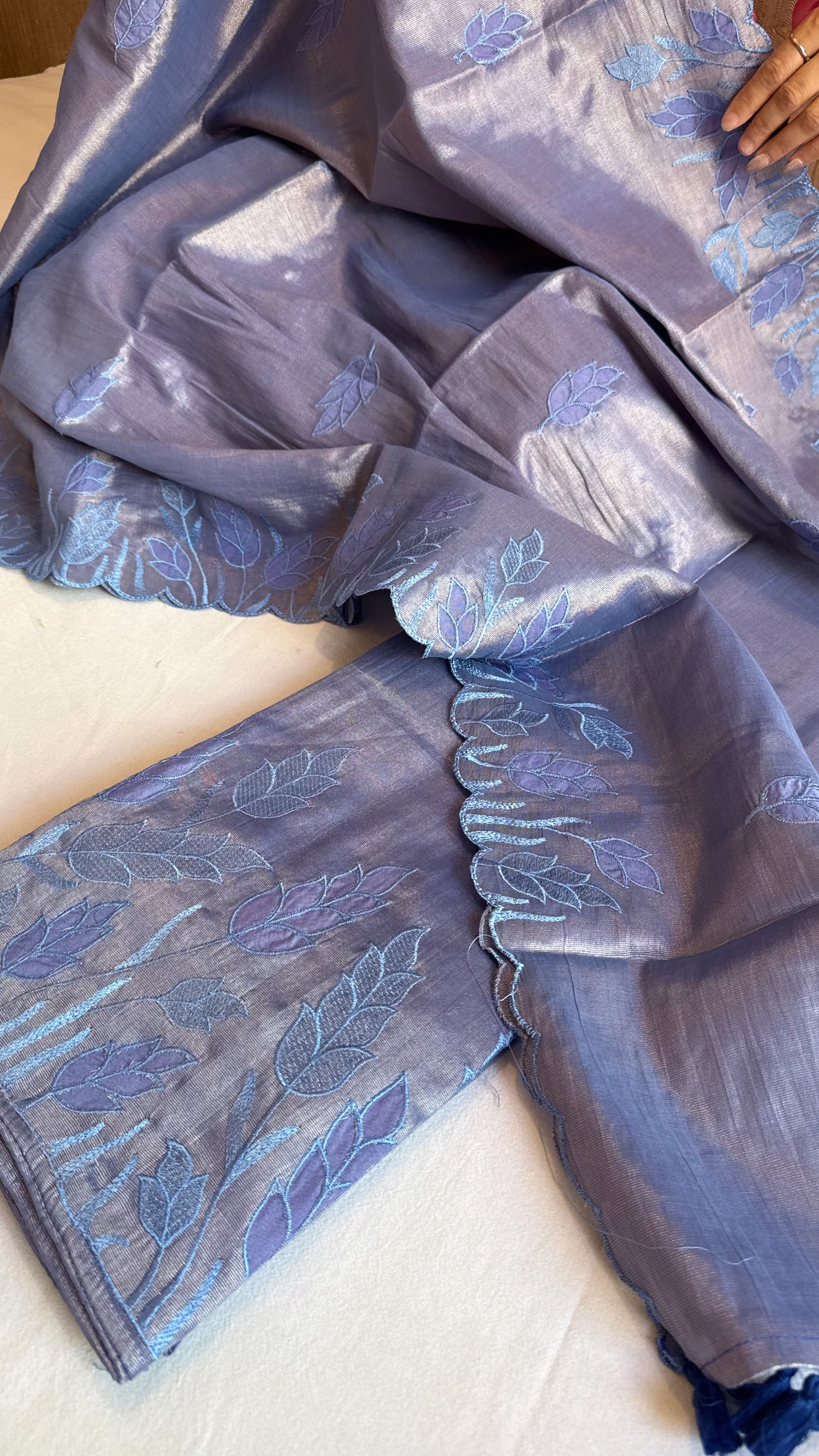 Mul cotton tissue appliqué work suit set