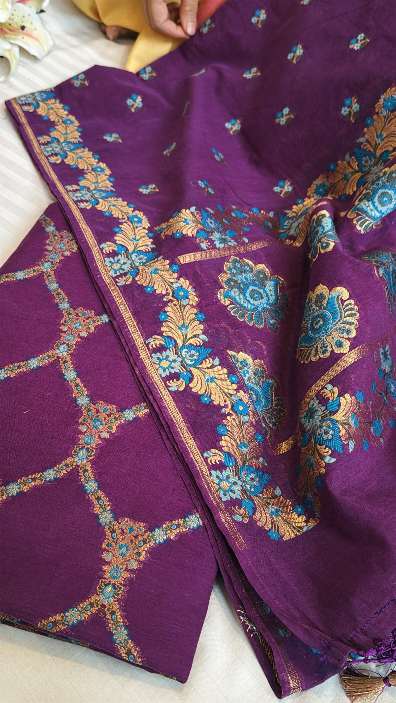 Banarasi cotton silk meenakari kadhwa suit set