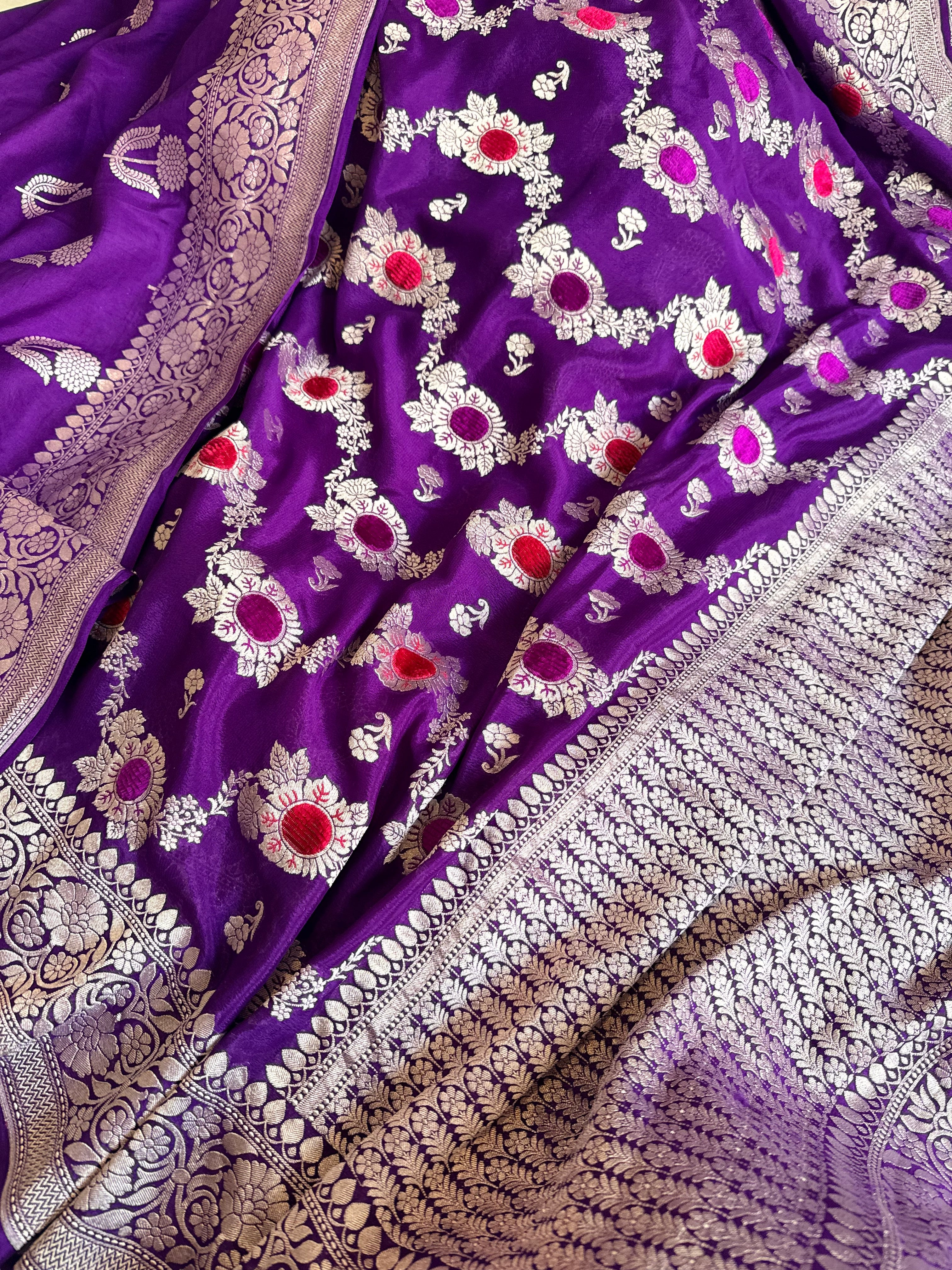 Fusion edit - Banarasi gorgette velvet meenakari kadhwa saree