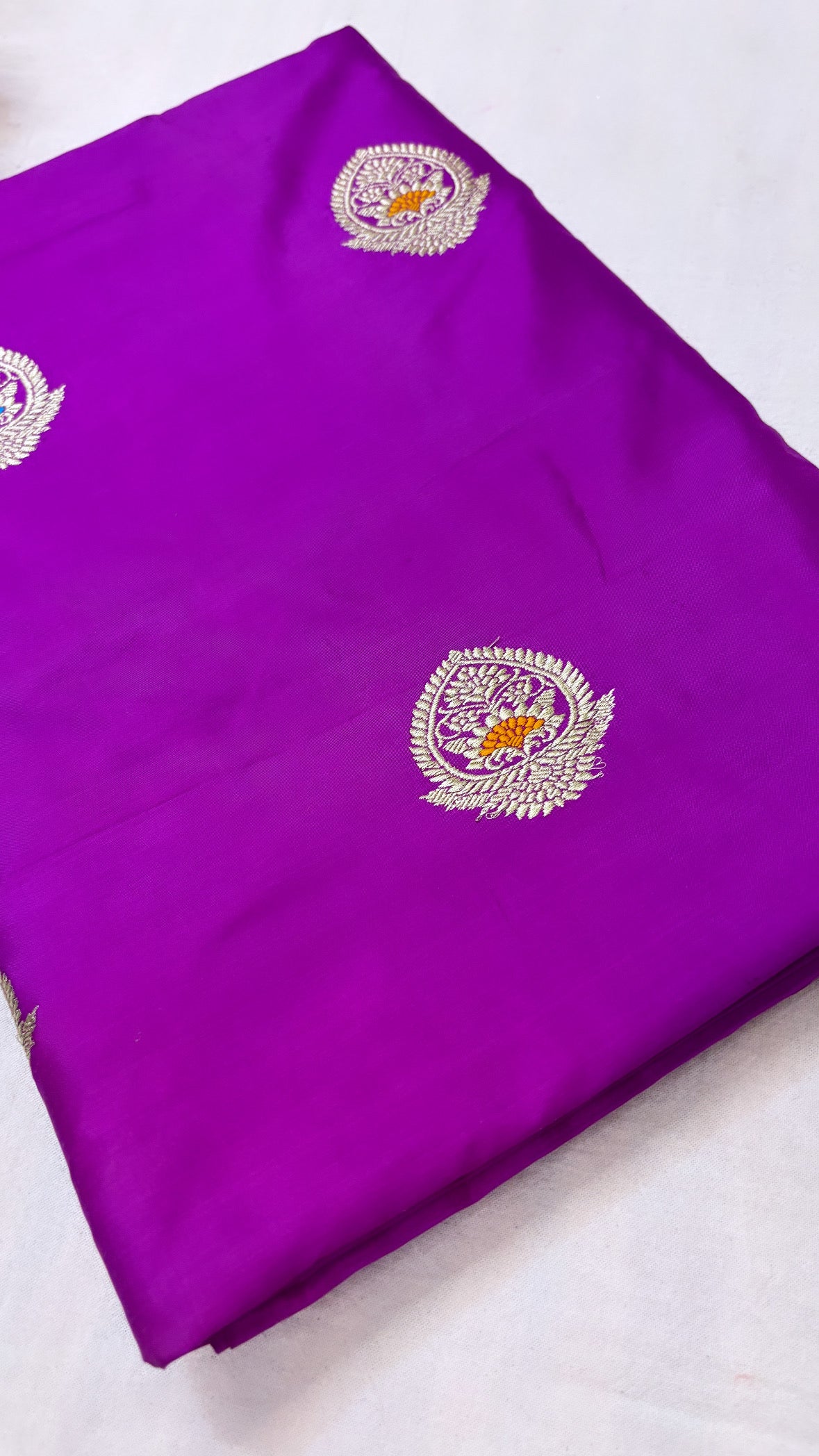 Deep purple katan silk meenedar fabric