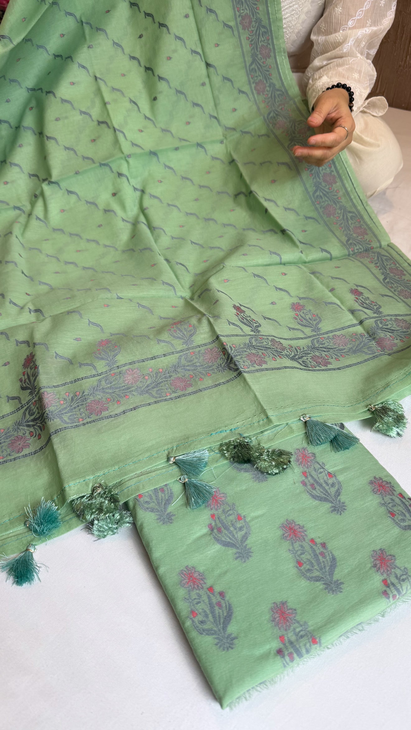 Banarasi cotton resham meenakari suit set