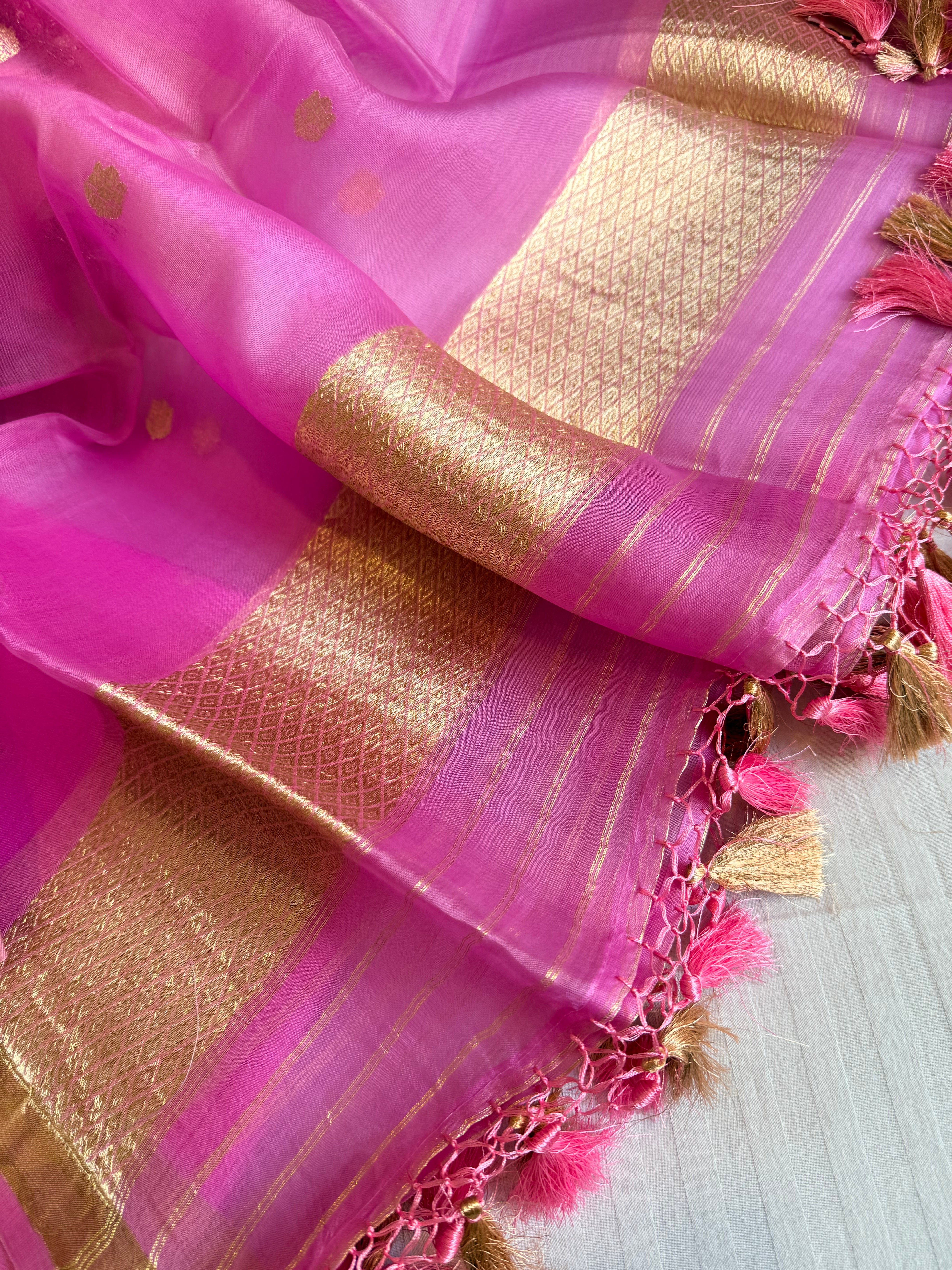 Summer suit sets - Spun chiniya silk kadhwa buti kora silk duppata suit sets