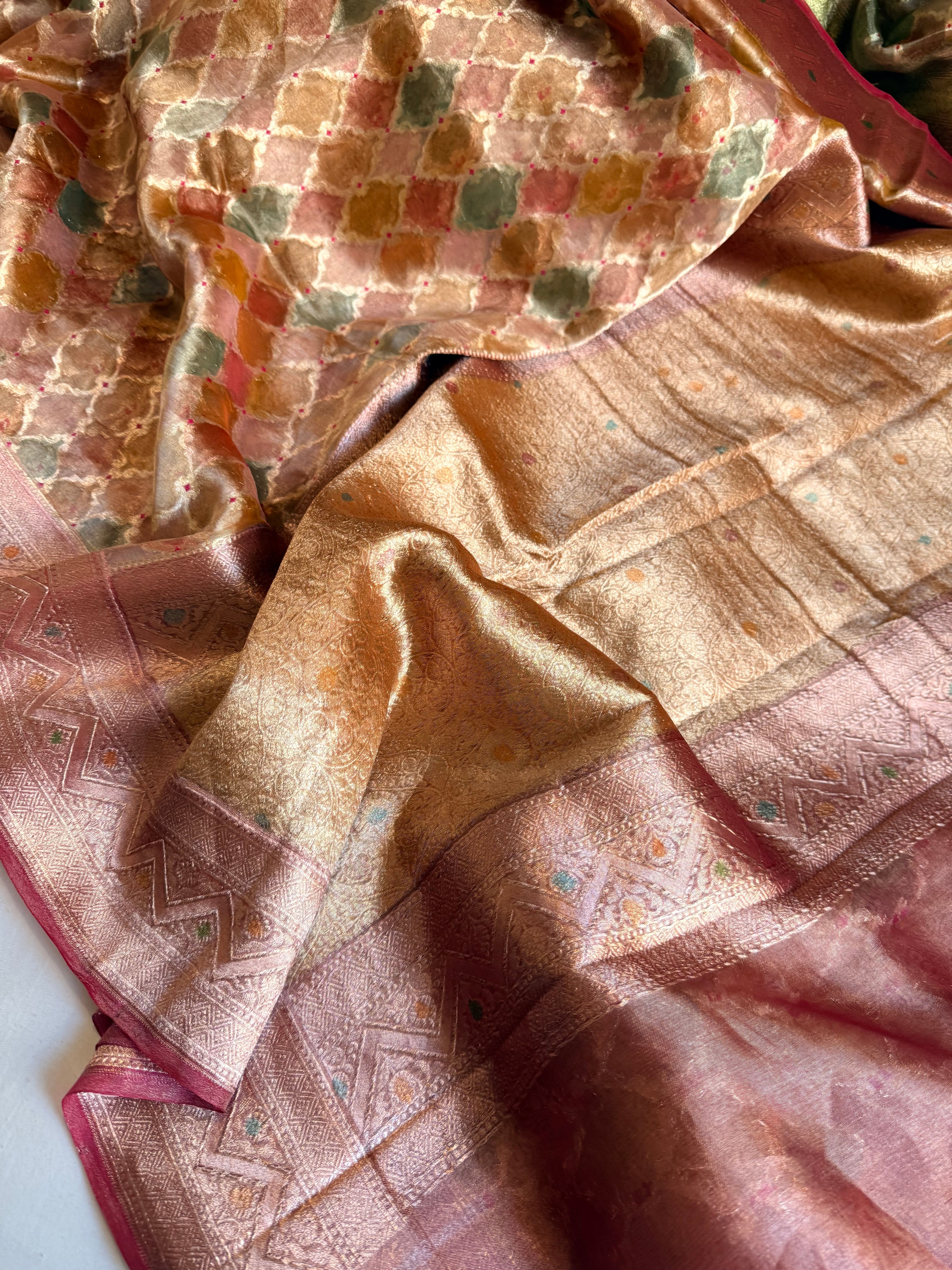 Rangeen diamond tissue silk rangkaat kadhwa saree