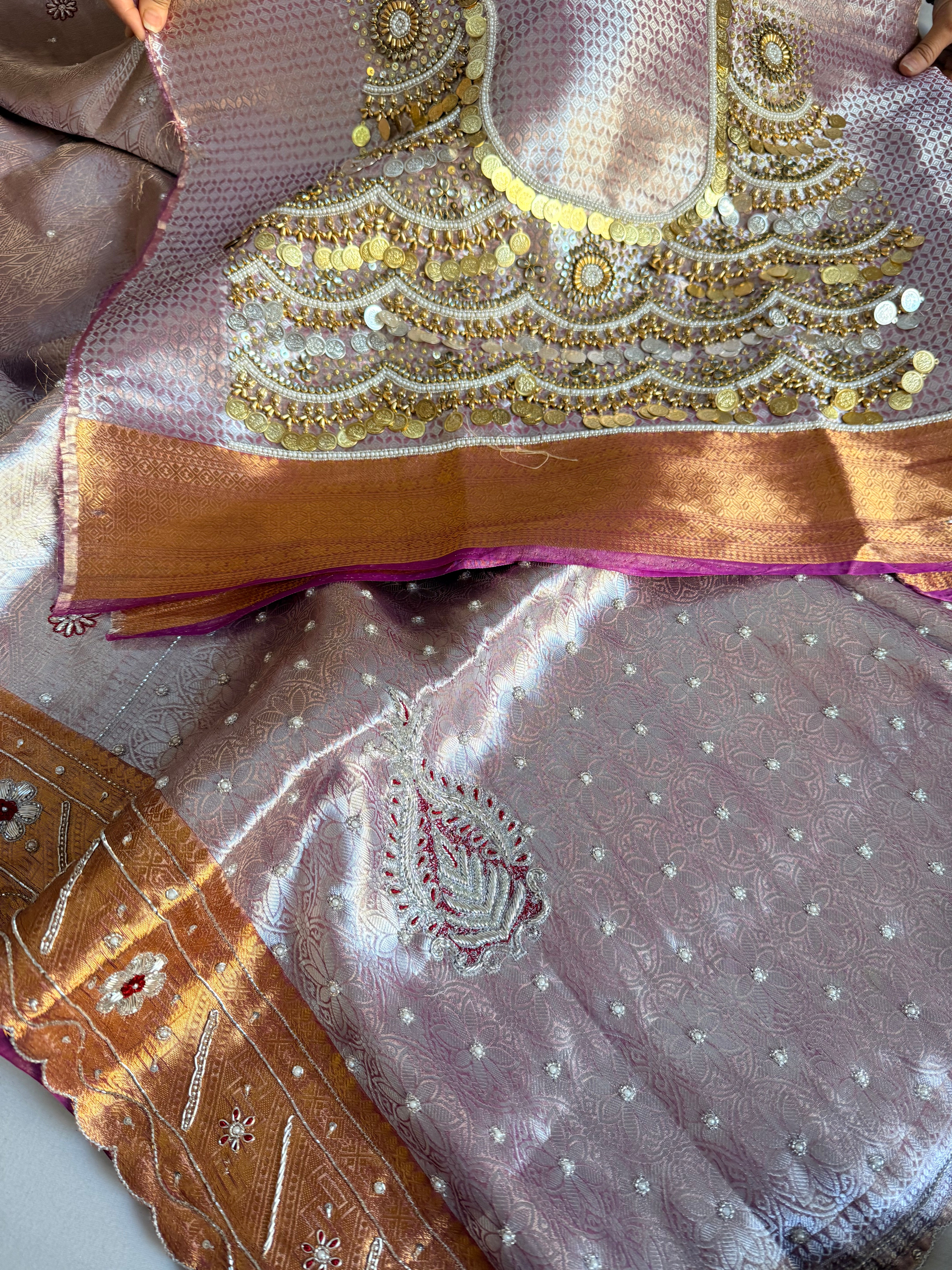 Kanjivaram brocade banarasi tissue silk sona rupa hand embroidered saree