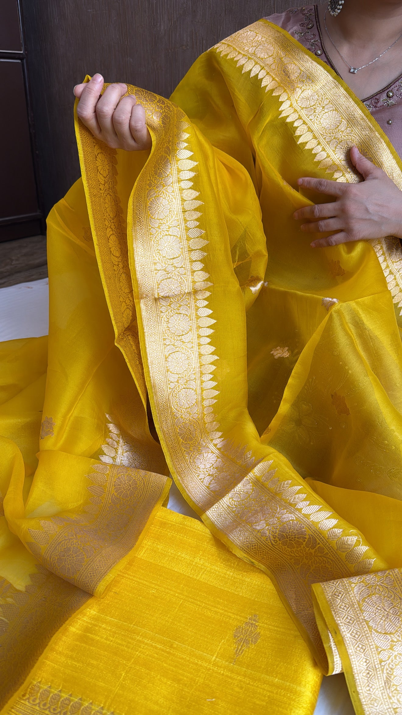 Vivah edit - Haldi yellow raw dupion silk banarasi kurta paired with kora silk duppata set