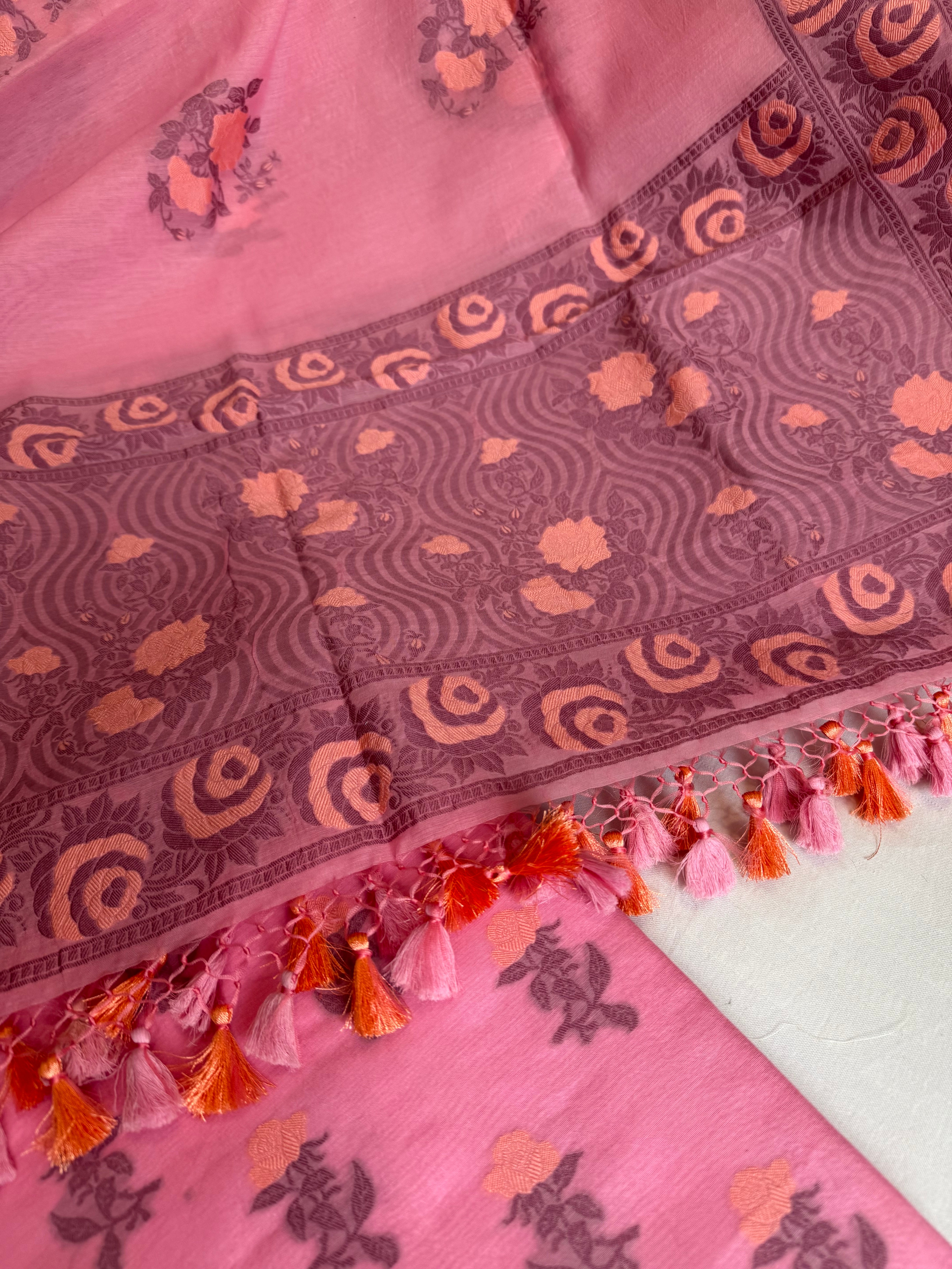 Banarasi cotton resham meenakari suit set