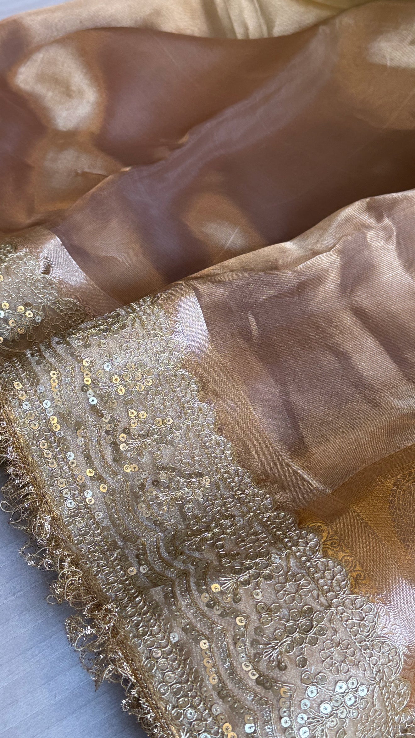 Earthy shades of rang birangi maharani tissue silk kadhwa saree