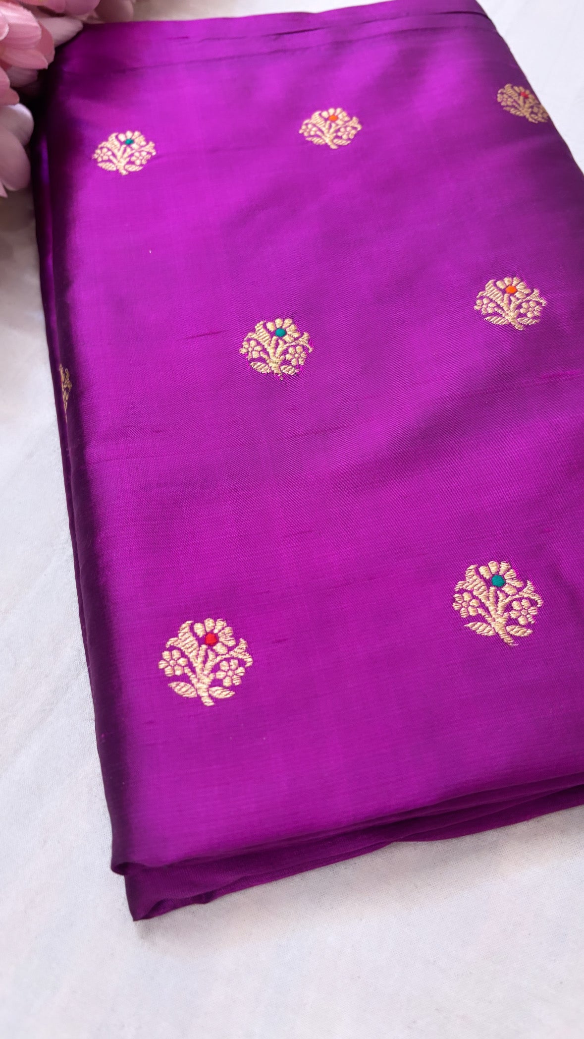 Purple katan silk meenedar fabric