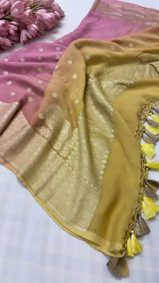 Moonga silk kadhwa ombre shaded kohniya duppata