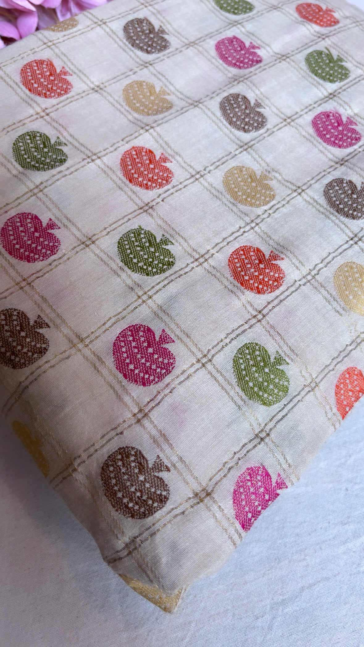 Moonga silk dyeable kadhwa meenedar fabric