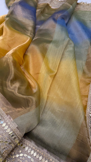 Maharani rang-birangi multicolour shaded tissue silk saree