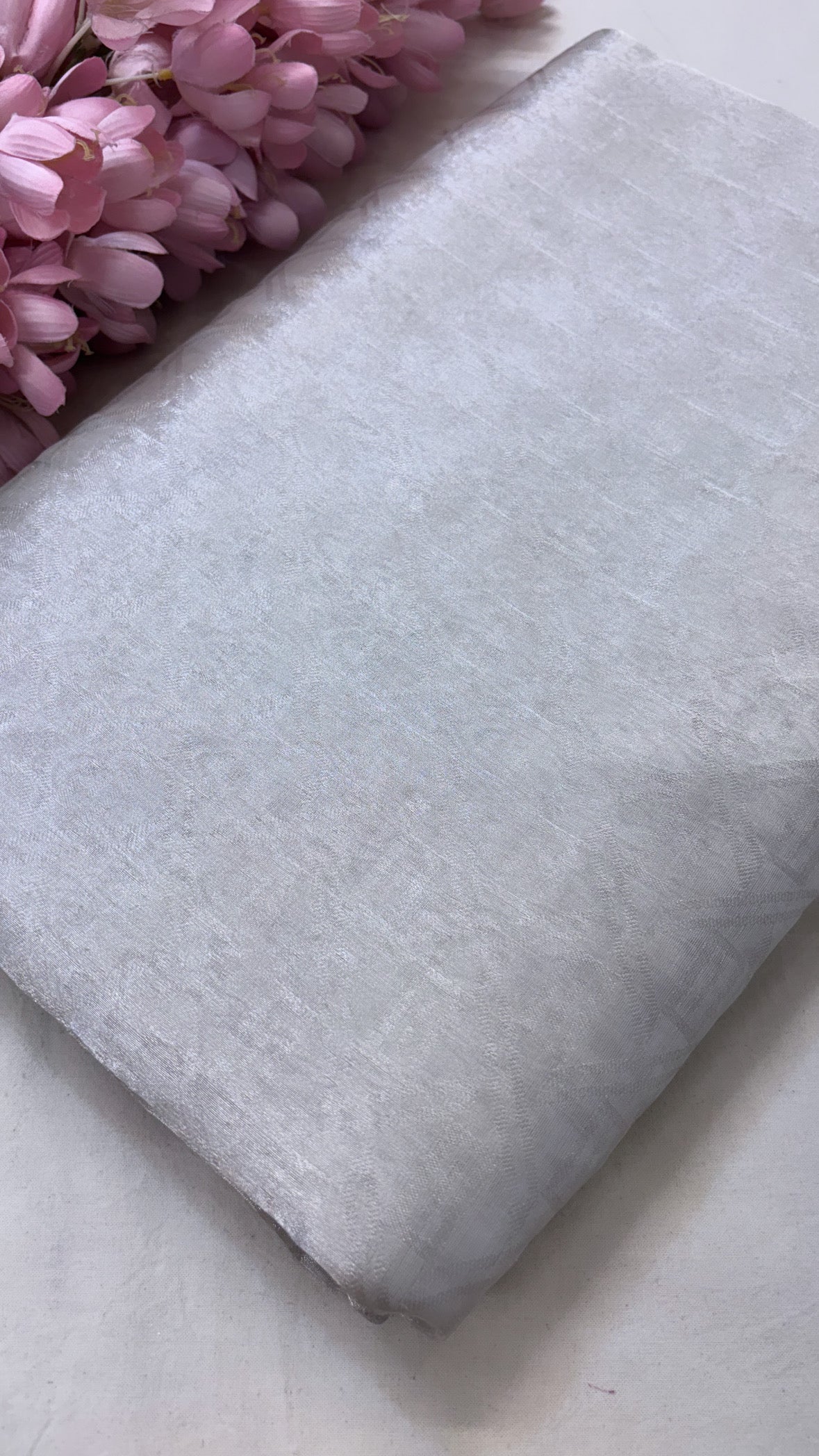 Silver tissue tanchoi silk dyeable fabric