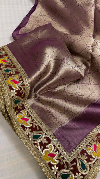 Midnight purple maharani tissue silk meenakari border saree