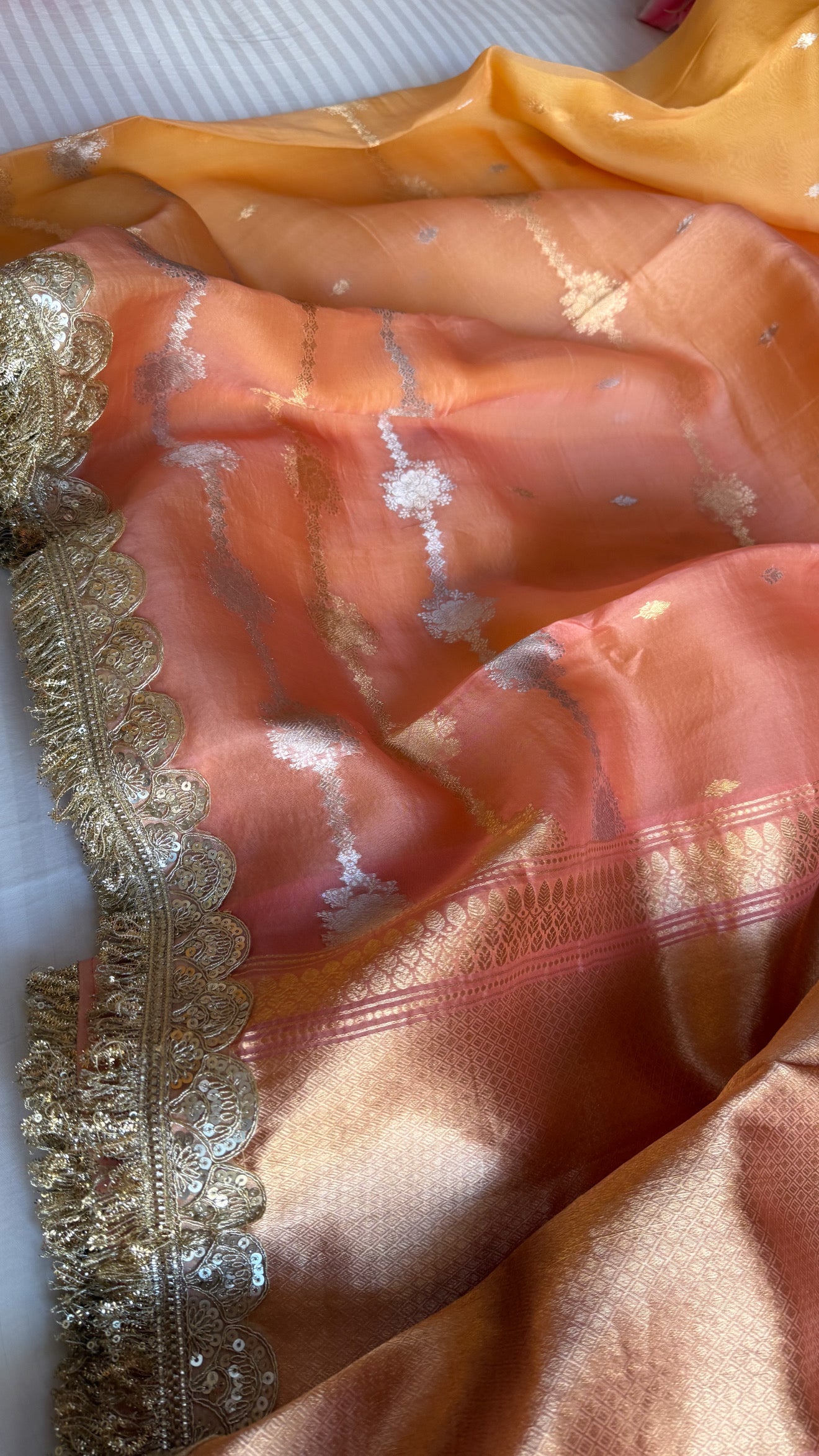 Banarasi kora silk kadhwa sona rupa saree with intricate weaving