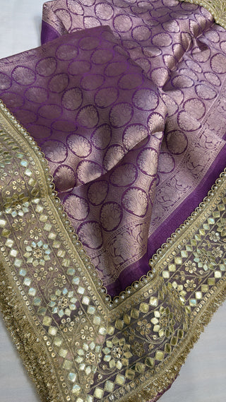 Maharani bright violet tissue silk saree